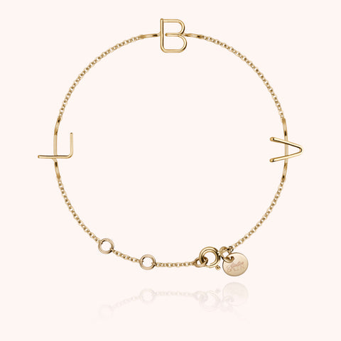 alternate image of Initials Trio Chain Bracelet - 18k yellow gold