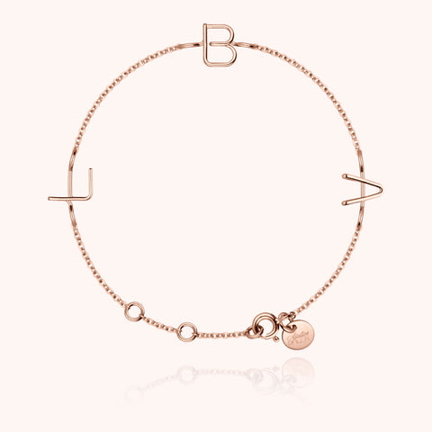 alternate image of Initials Trio Chain Bracelet - 18k rose gold