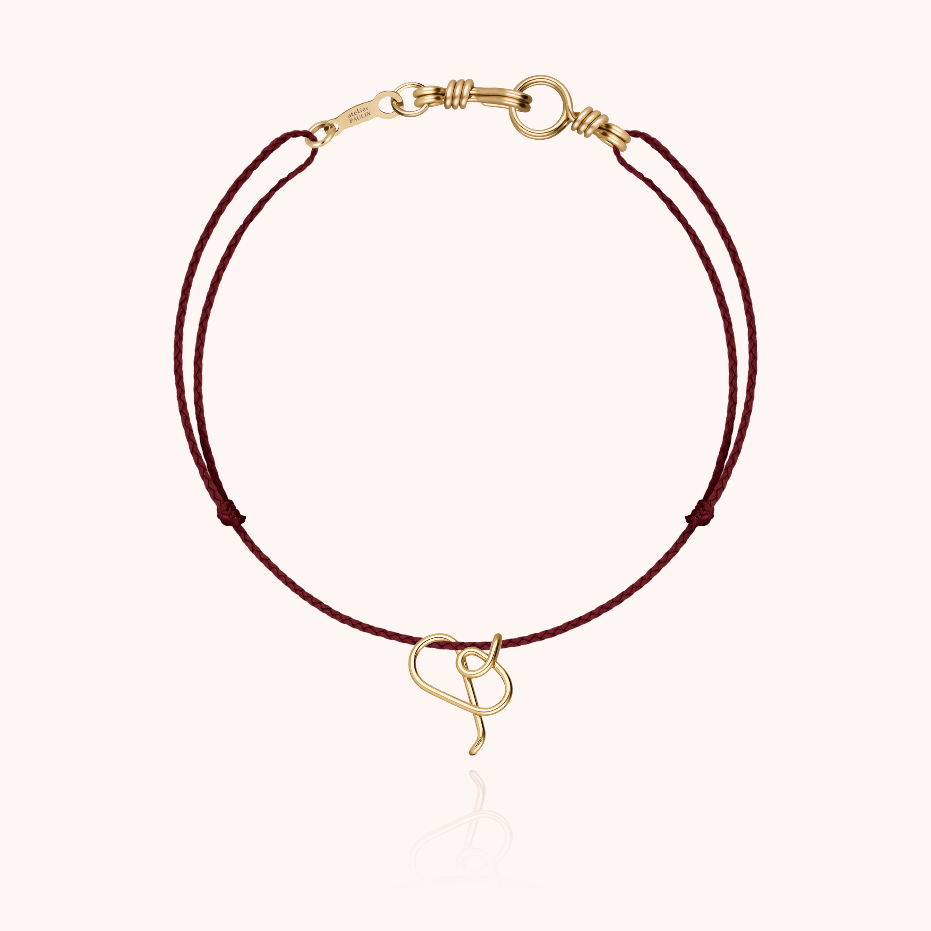 Attache moi Initiale Cord Bracelet - 18k yellow gold 