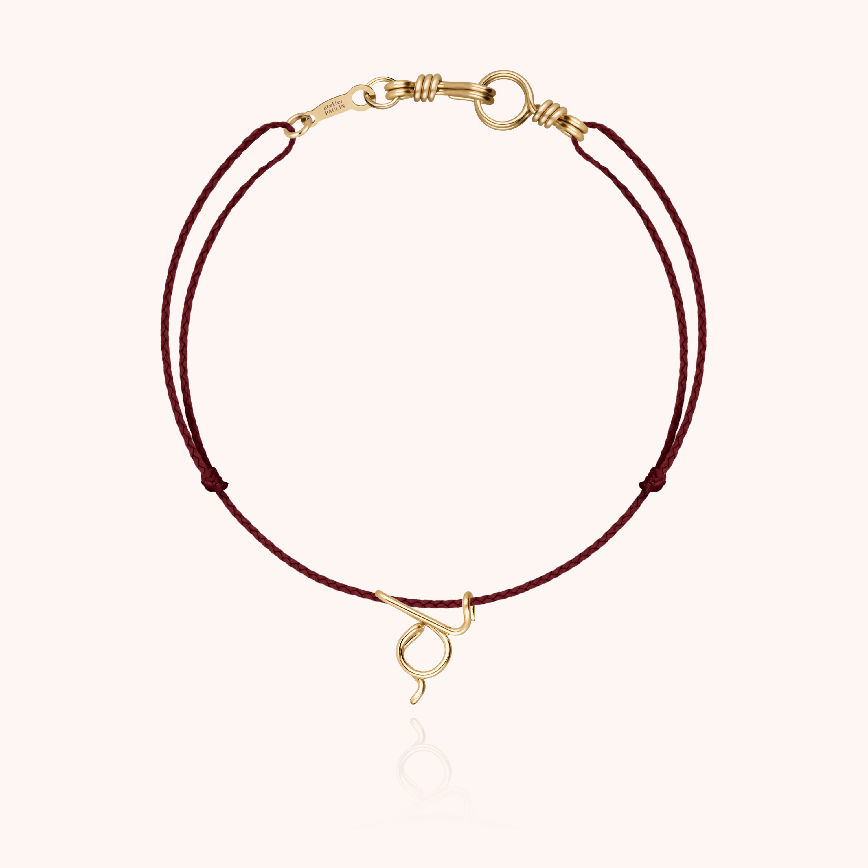 Attache moi Initiale Cord Bracelet - 18k yellow gold 