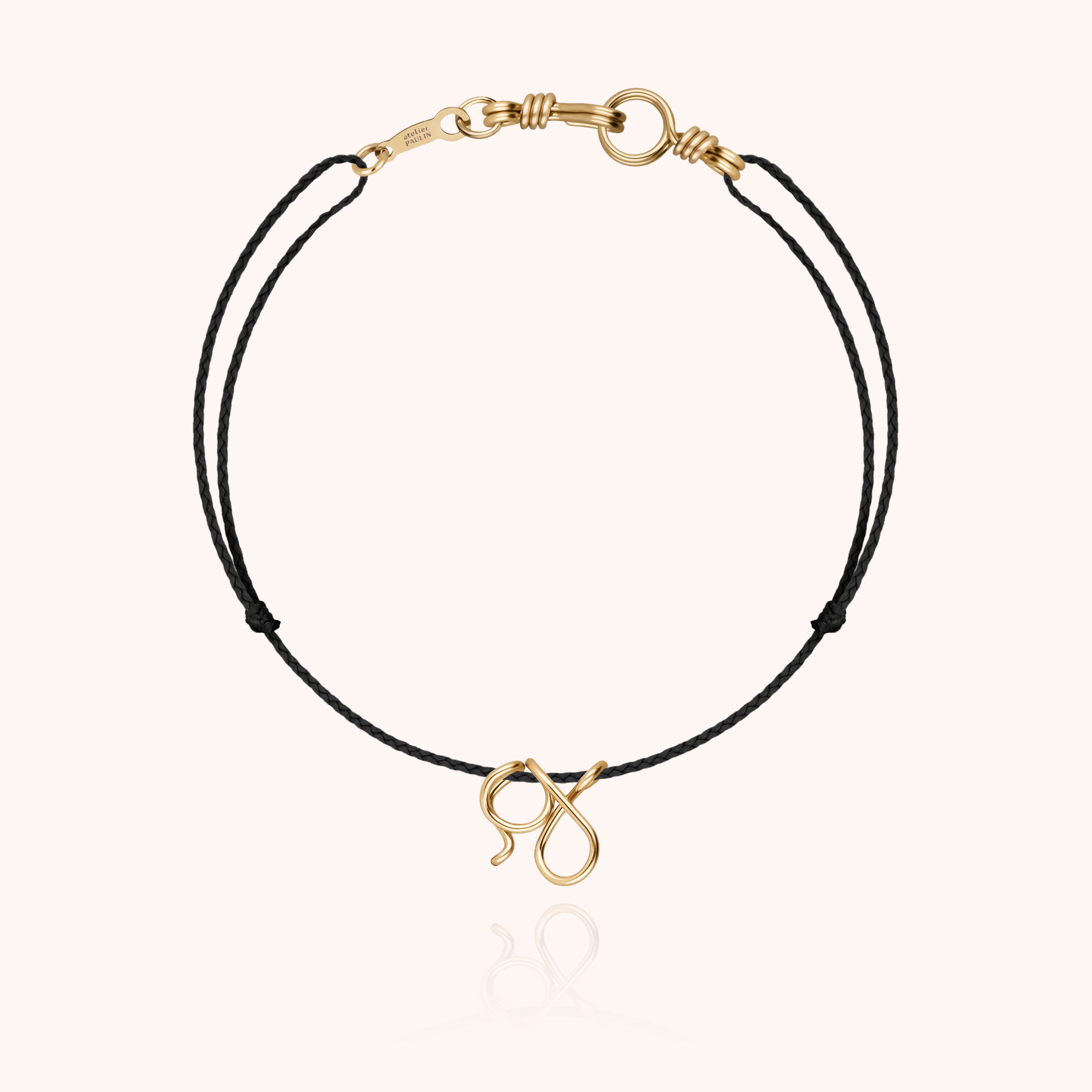 Attache moi Initiale Cord Bracelet - 18k yellow gold 