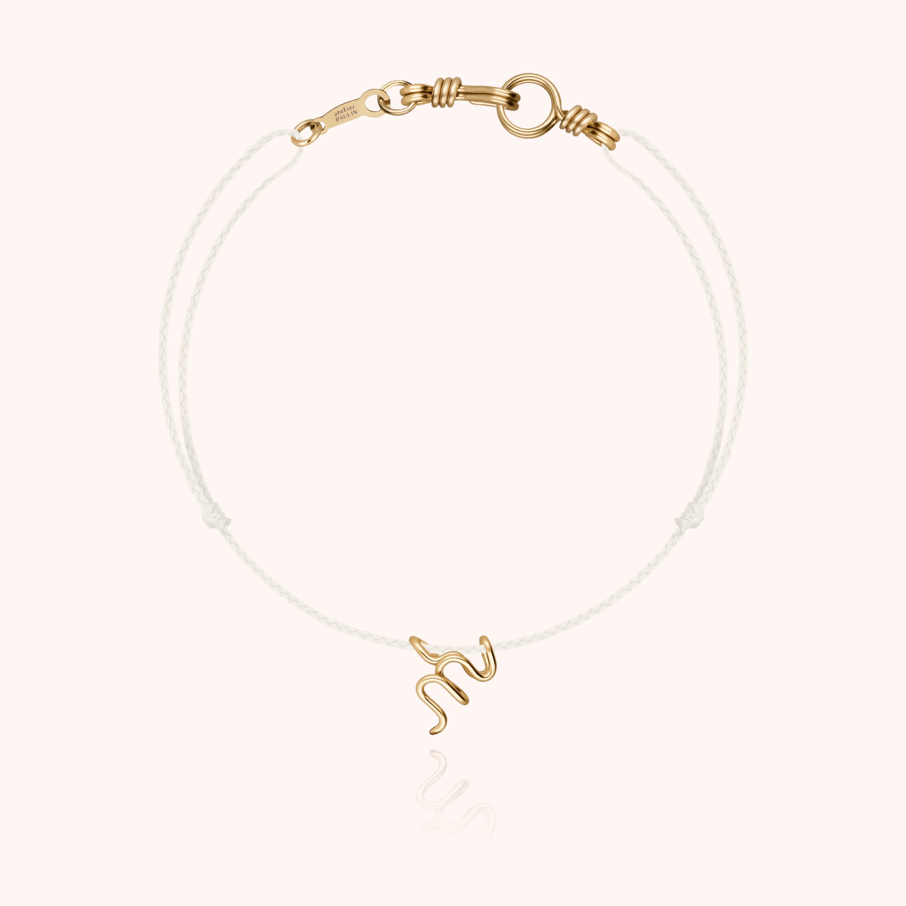 Attache moi Initiale Cord Bracelet - 18k yellow gold 