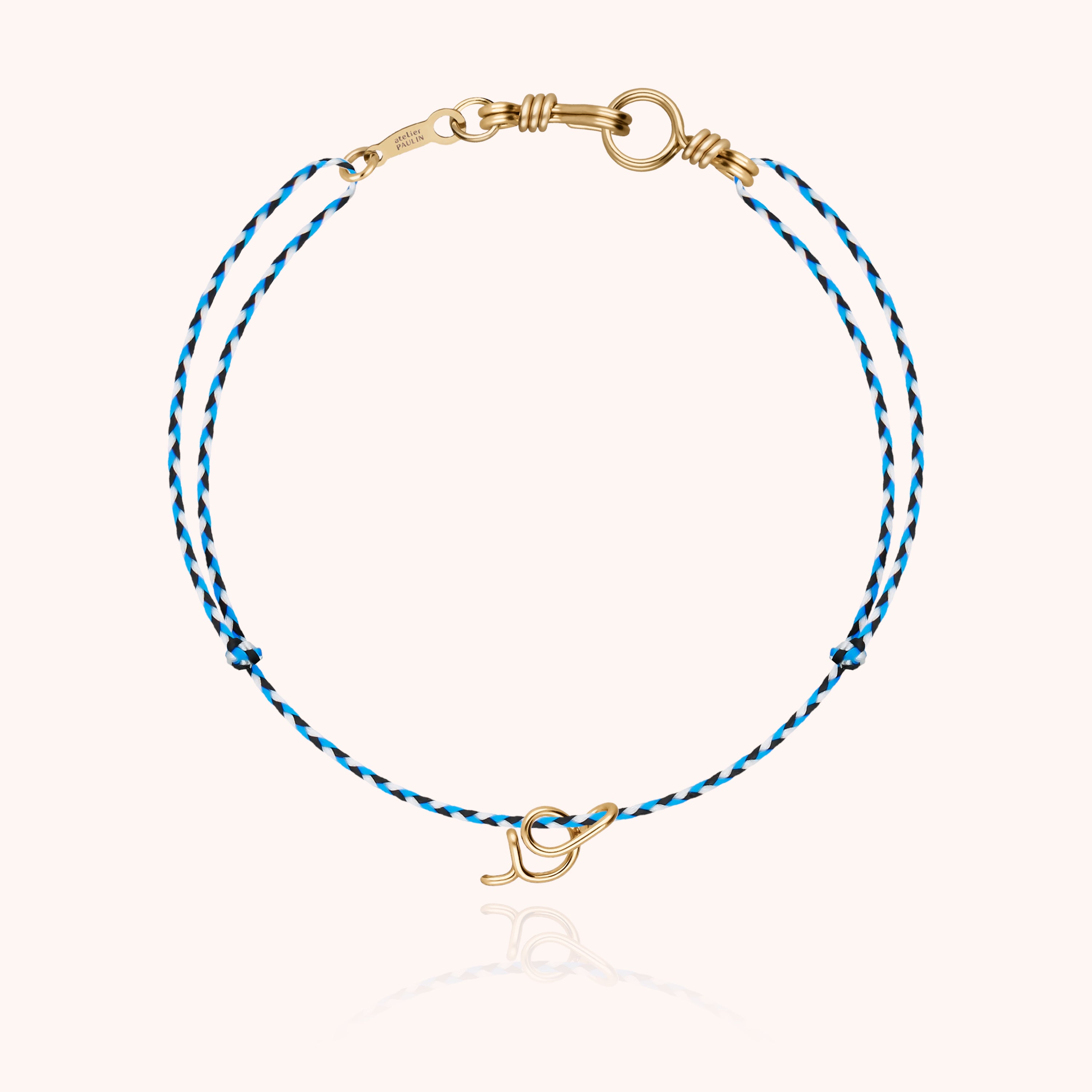 Attache moi Initiale Cord Bracelet - 18k yellow gold 