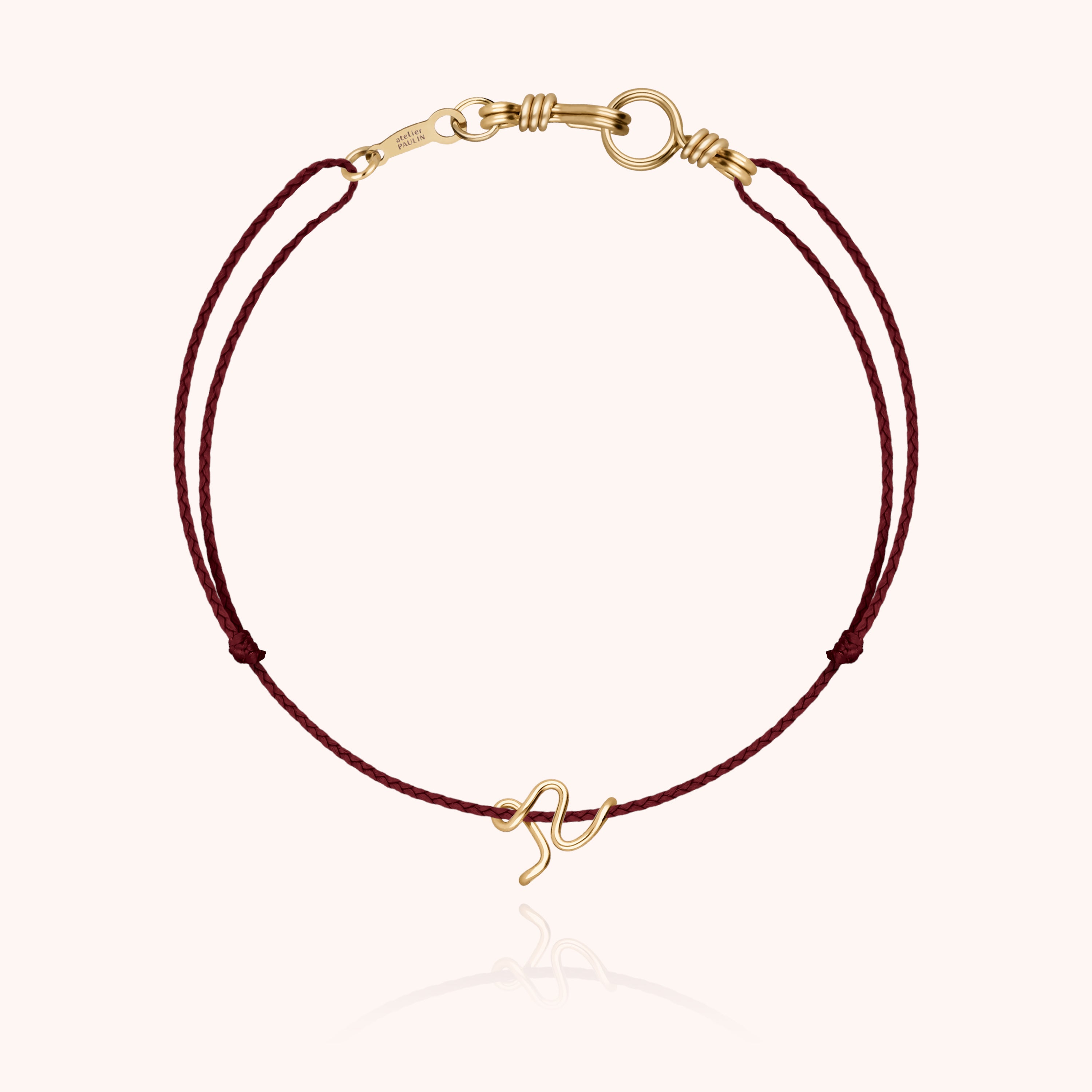 Attache moi Initiale Cord Bracelet - 18k yellow gold 