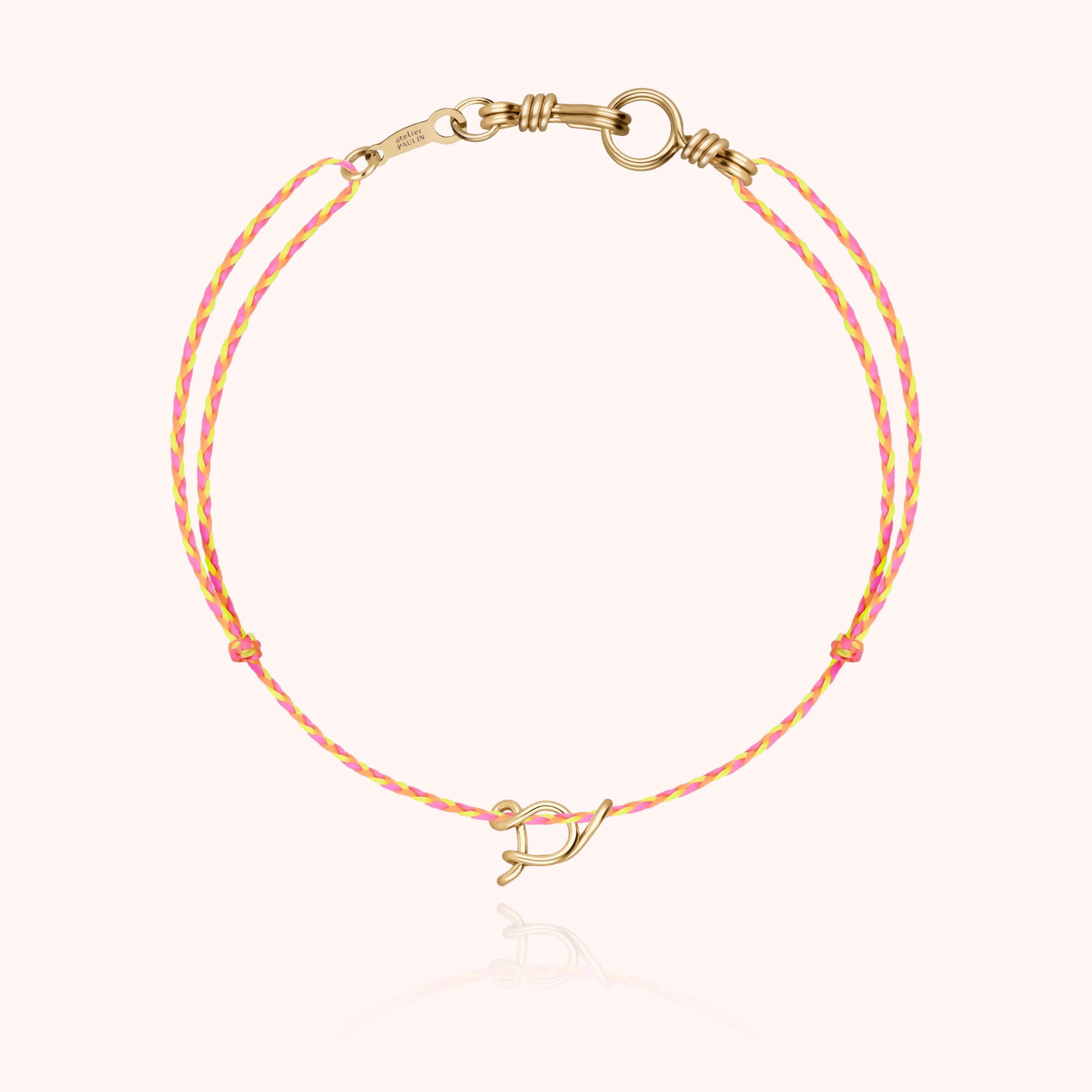 Attache moi Initiale Cord Bracelet - 18k yellow gold 