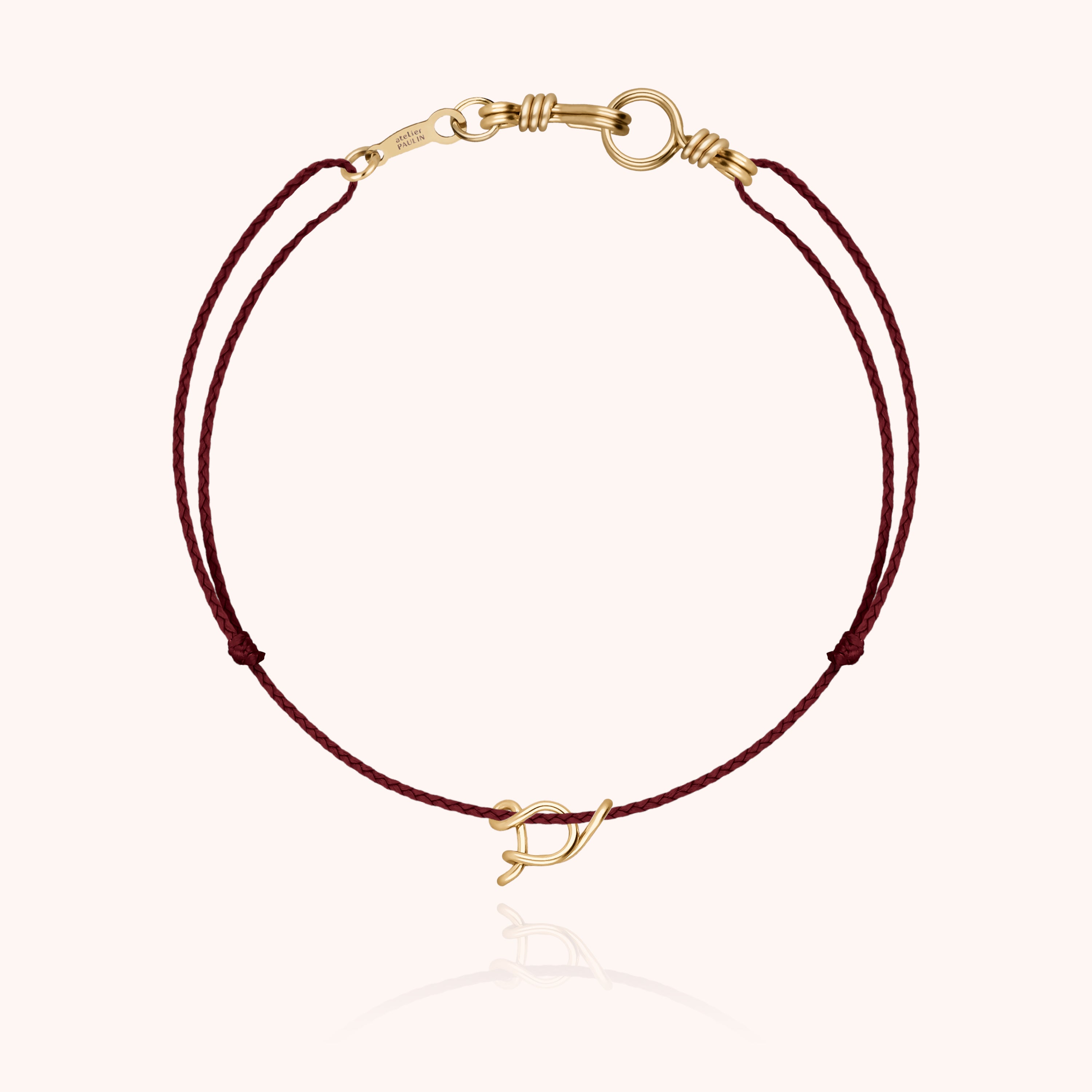 Attache moi Initiale Cord Bracelet - 18k yellow gold 