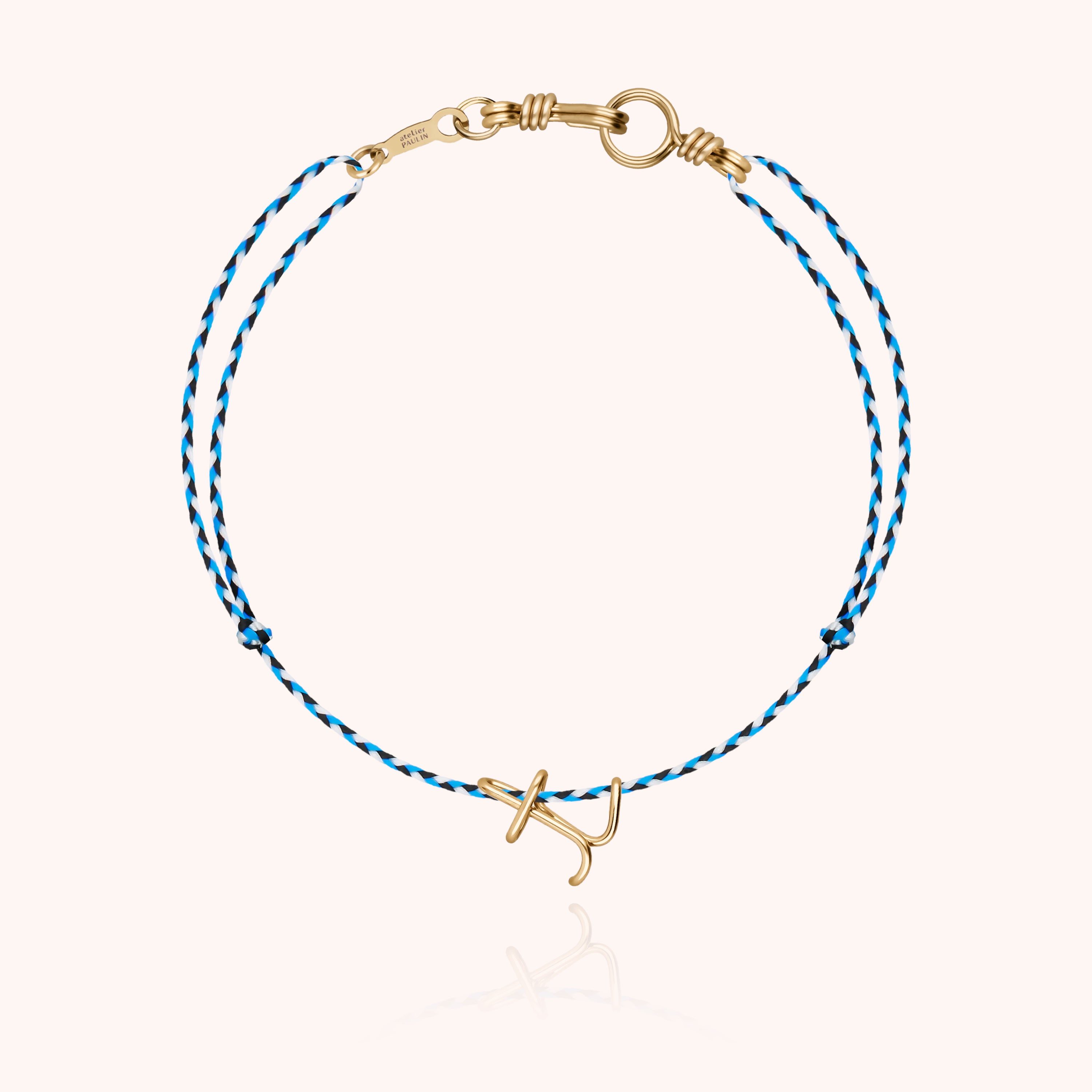 Attache moi Initiale Cord Bracelet - 18k yellow gold 