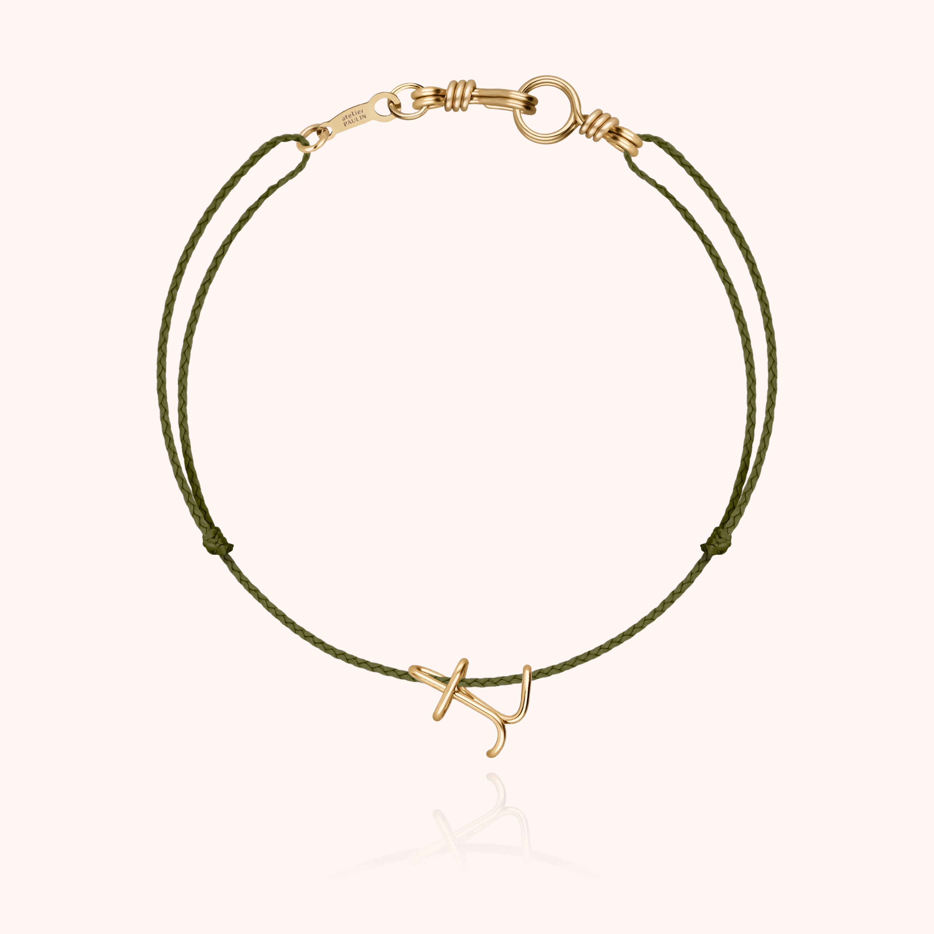 Attache moi Initiale Cord Bracelet - 18k yellow gold 