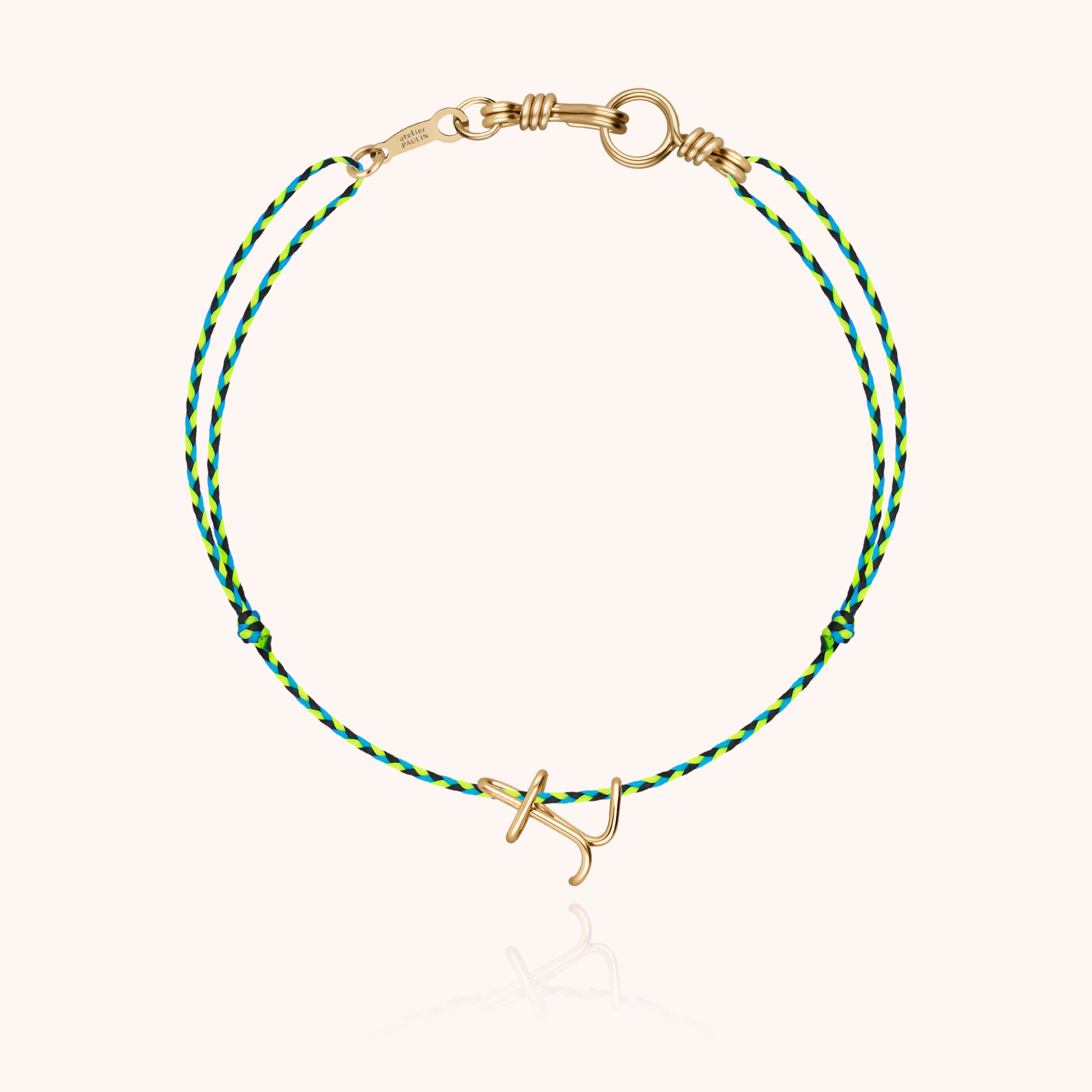 Attache moi Initiale Cord Bracelet - 18k yellow gold 