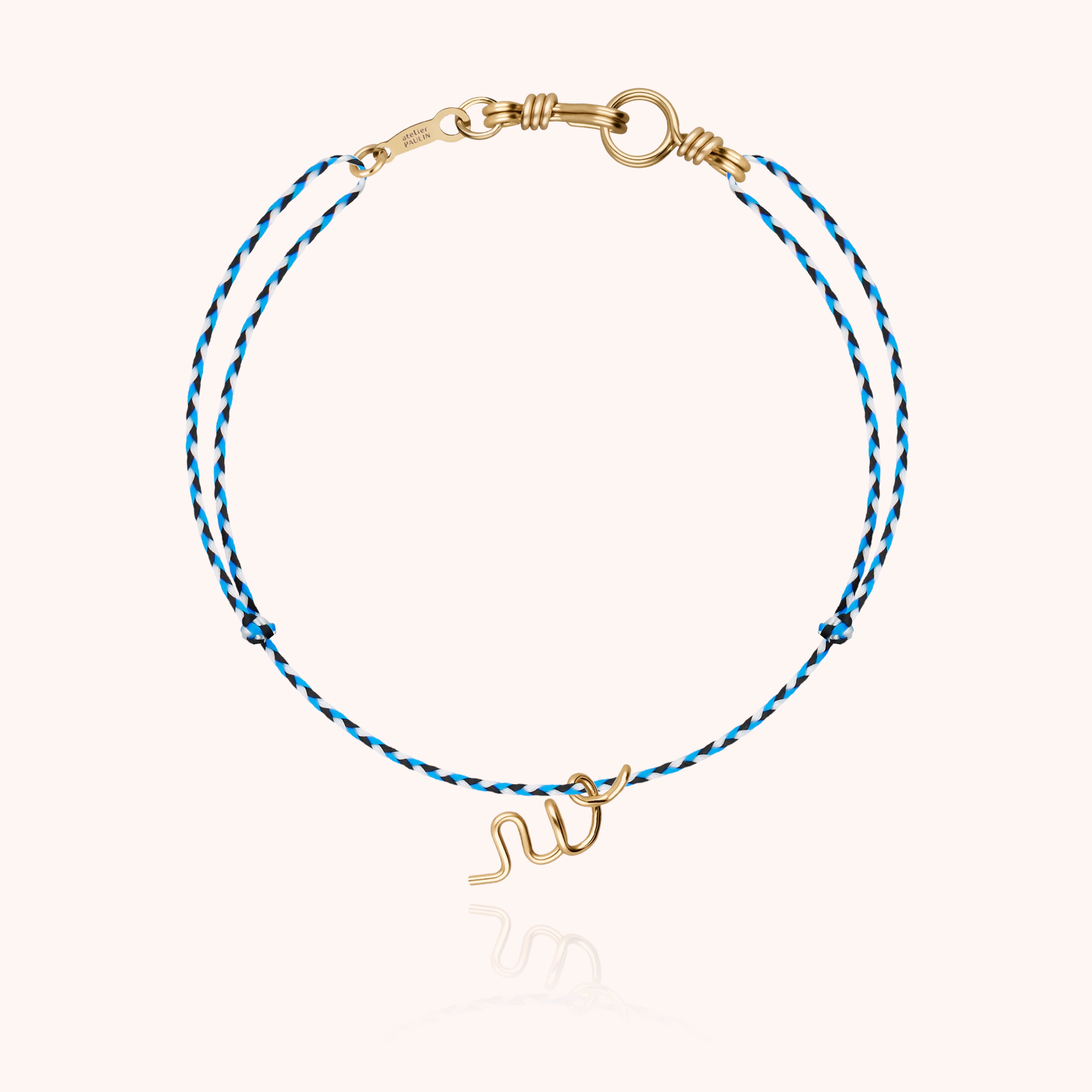 Attache moi Initiale Cord Bracelet - 18k yellow gold 