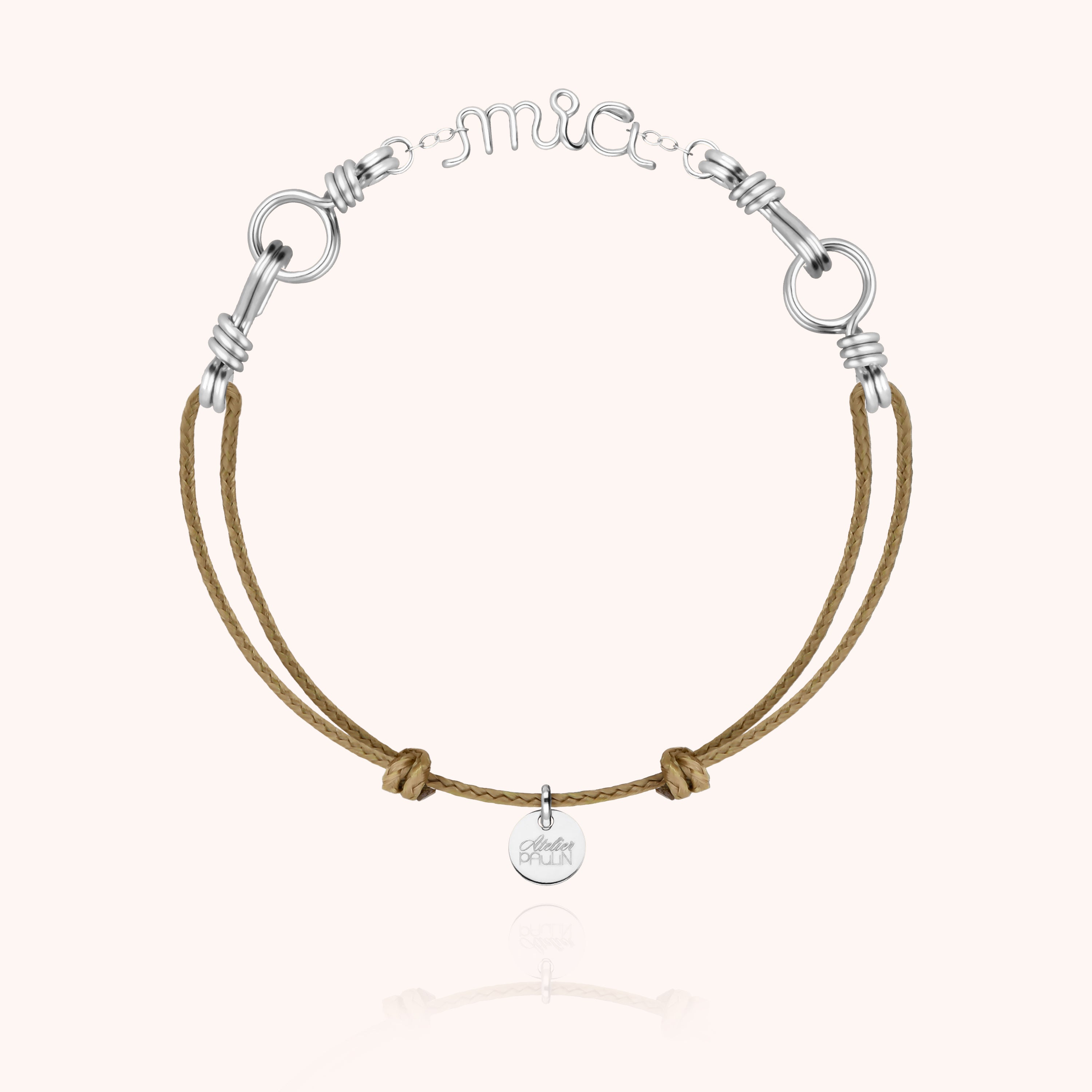 Attache moi Personalized Cord Bracelet - silver