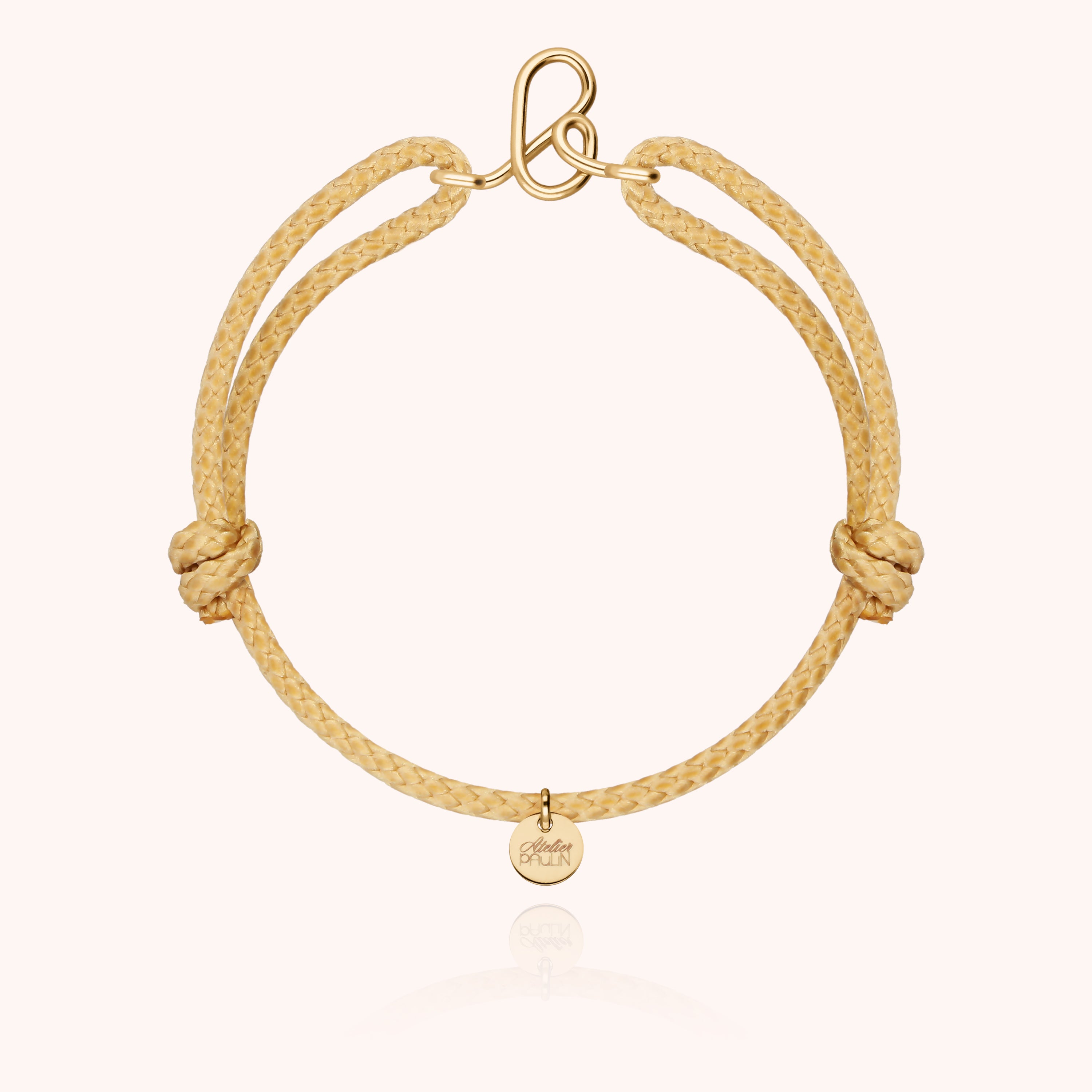 Men’s Initial Waxed Cord Bracelet - 14k yellow gold filled