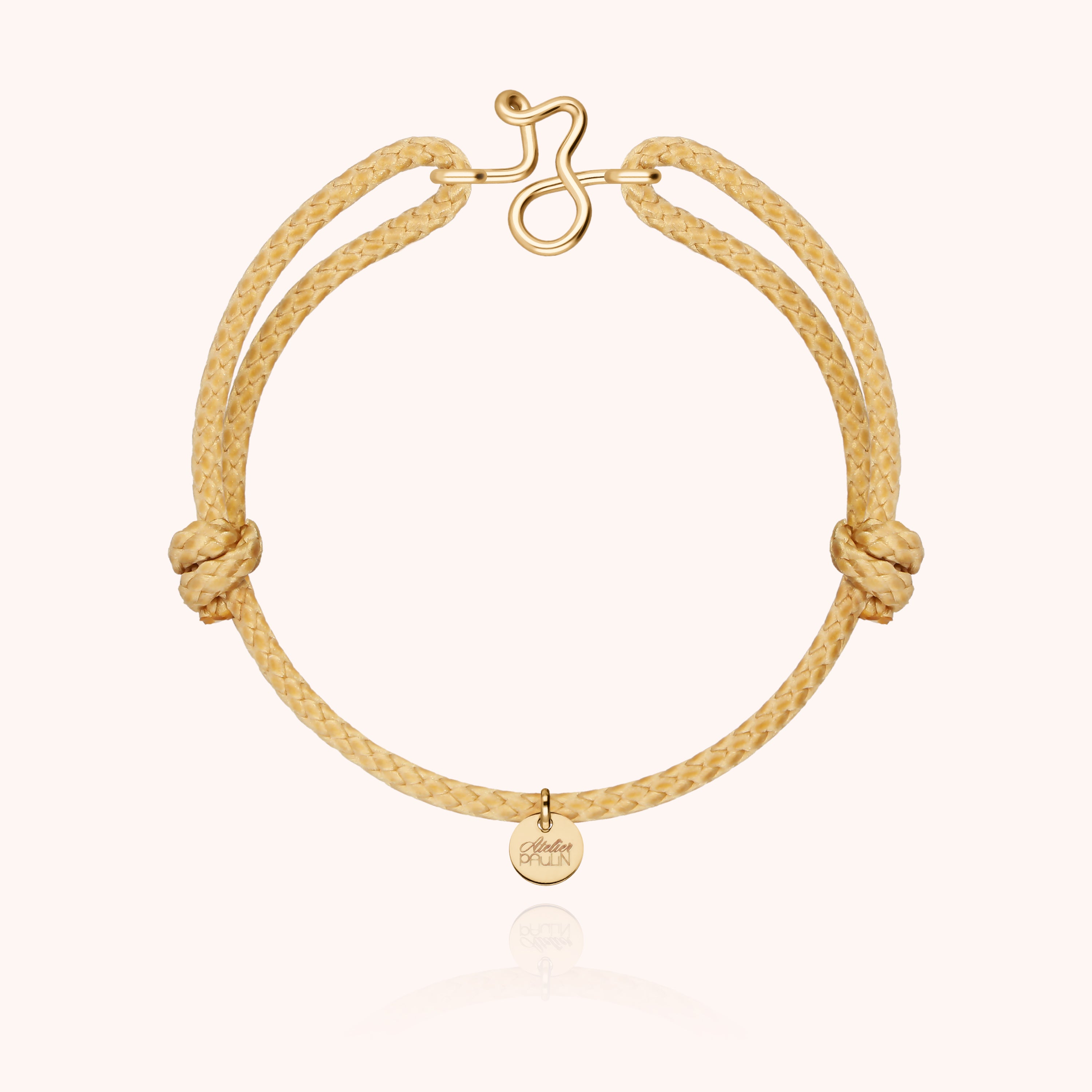 Bracelet Cordon Ciré Initiale Homme - or jaune laminé