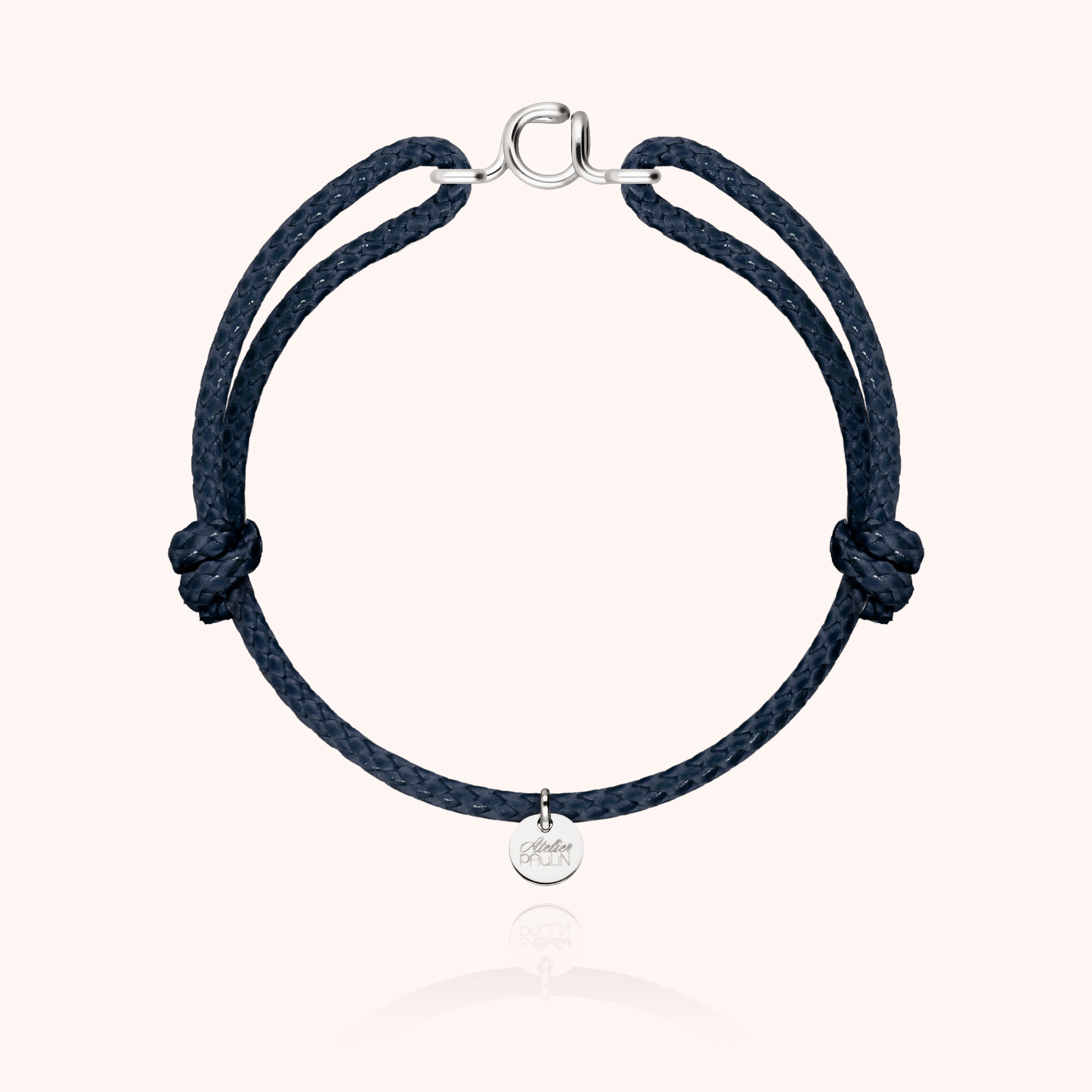 Men’s Initial Waxed Cord Bracelet - silver