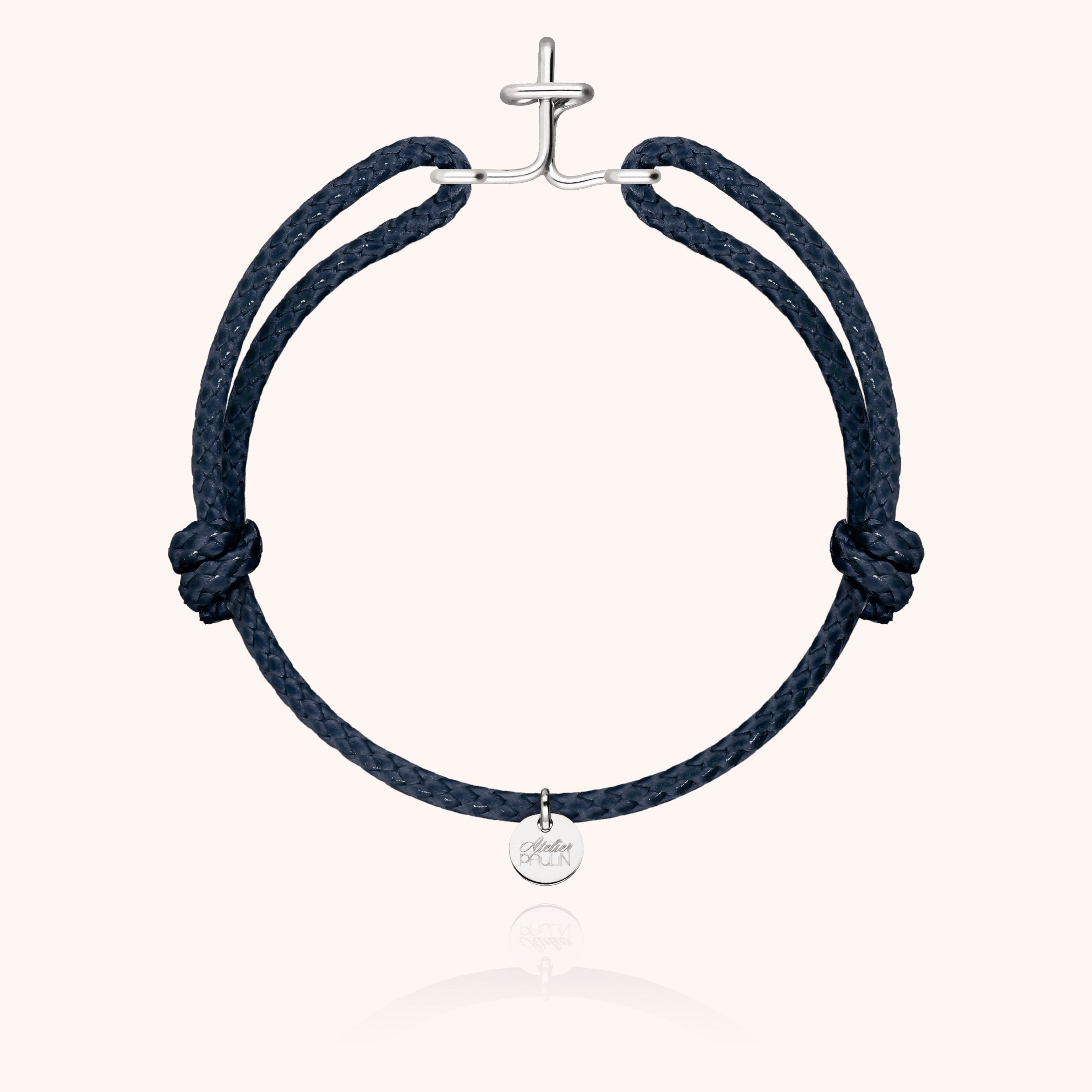 Bracelet Cordon Ciré Initiale Homme - argent