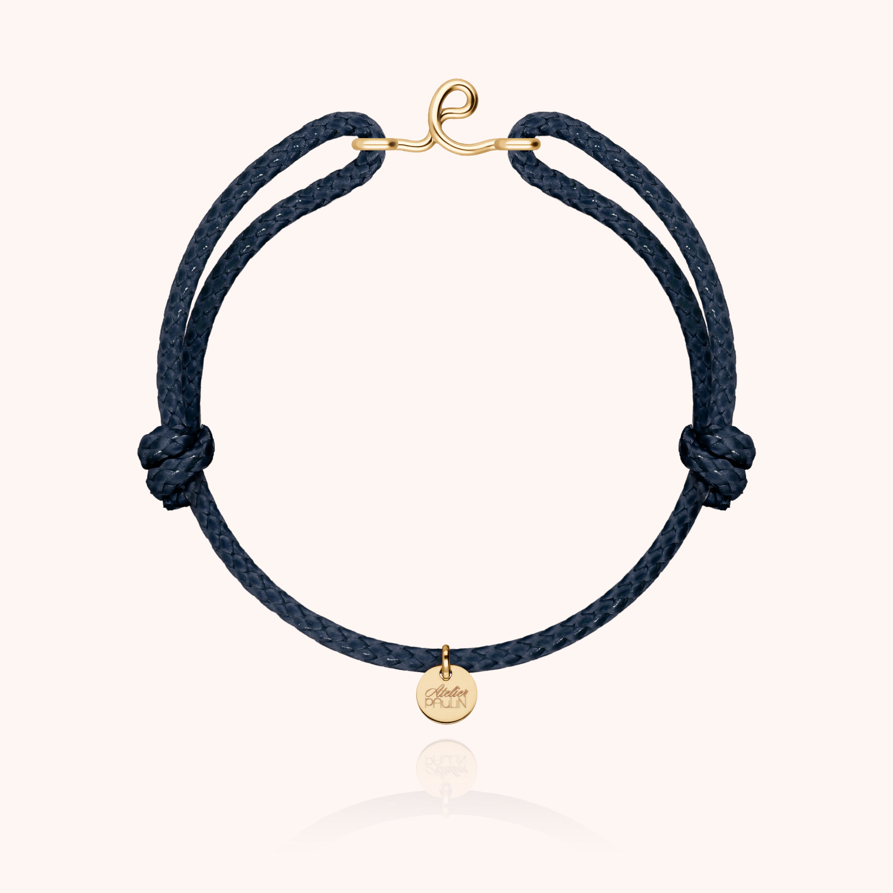 Bracelet Cordon Ciré Initiale Homme - or jaune laminé