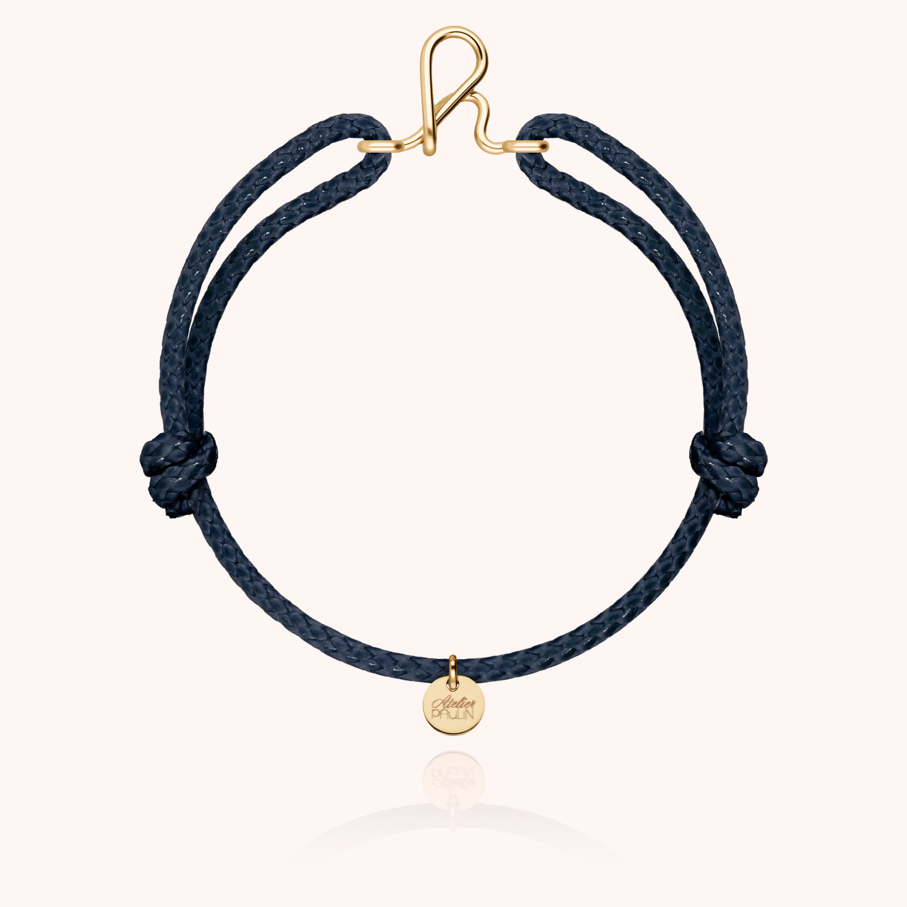 Bracelet Cordon Ciré Initiale Homme - or jaune laminé