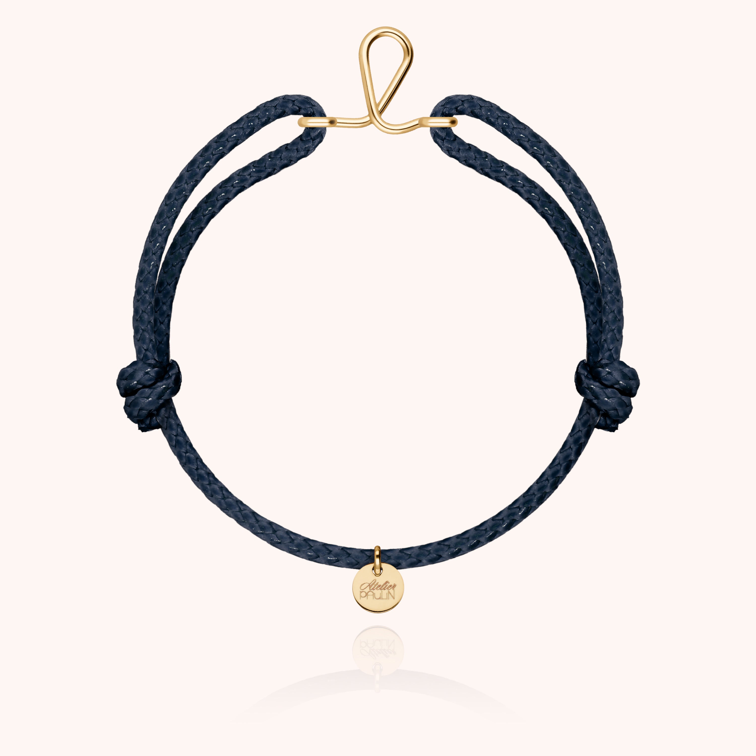 Bracelet Cordon Ciré Initiale Homme - or jaune laminé