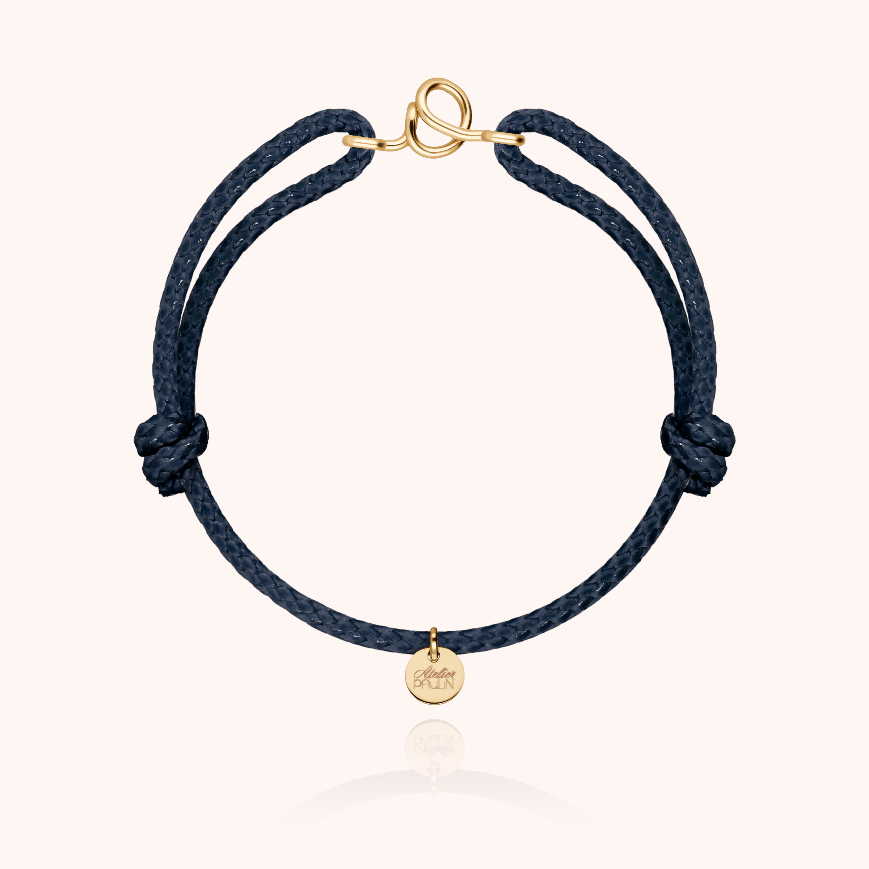 Bracelet Cordon Ciré Initiale Homme - or jaune laminé