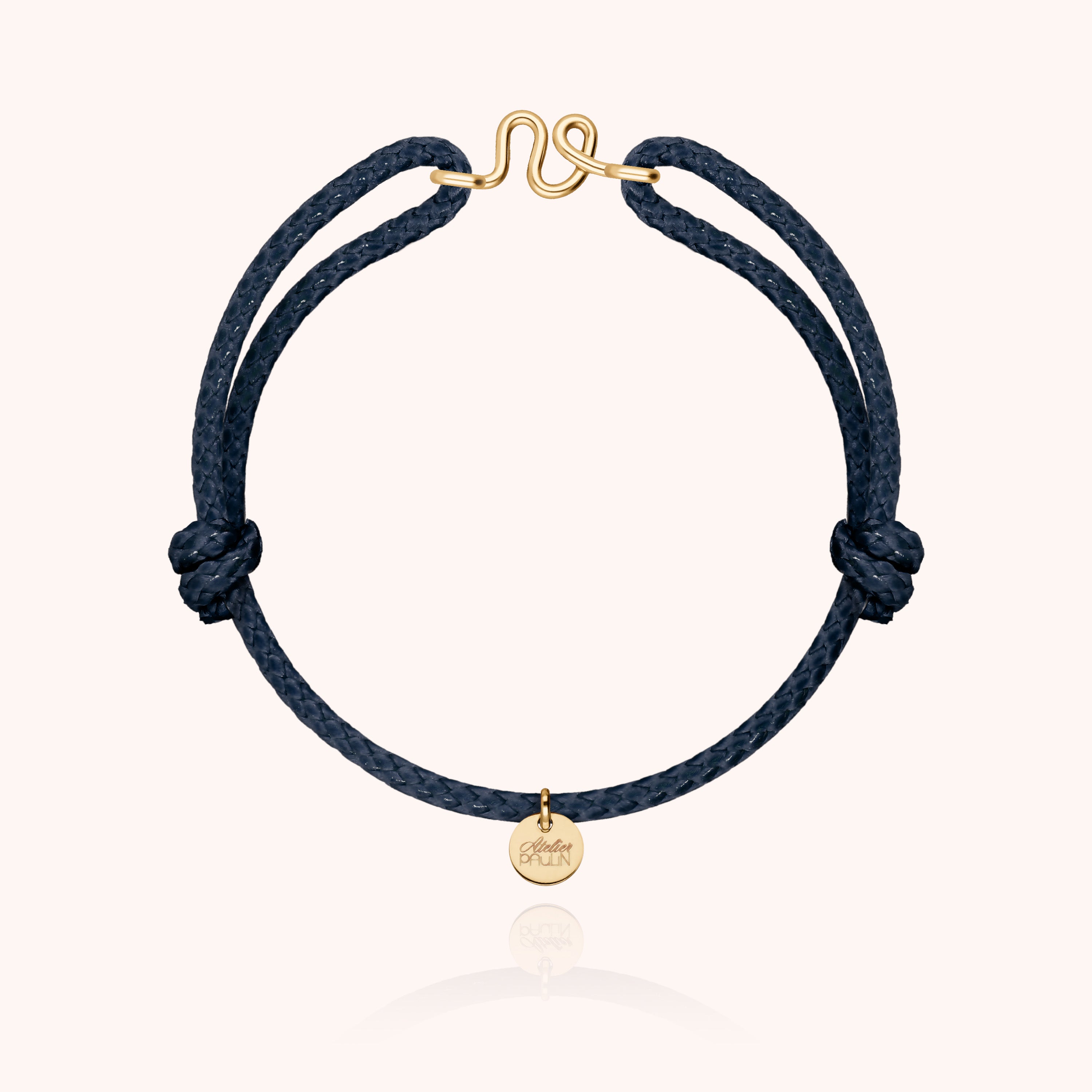 Bracelet Cordon Ciré Initiale Homme - or jaune laminé