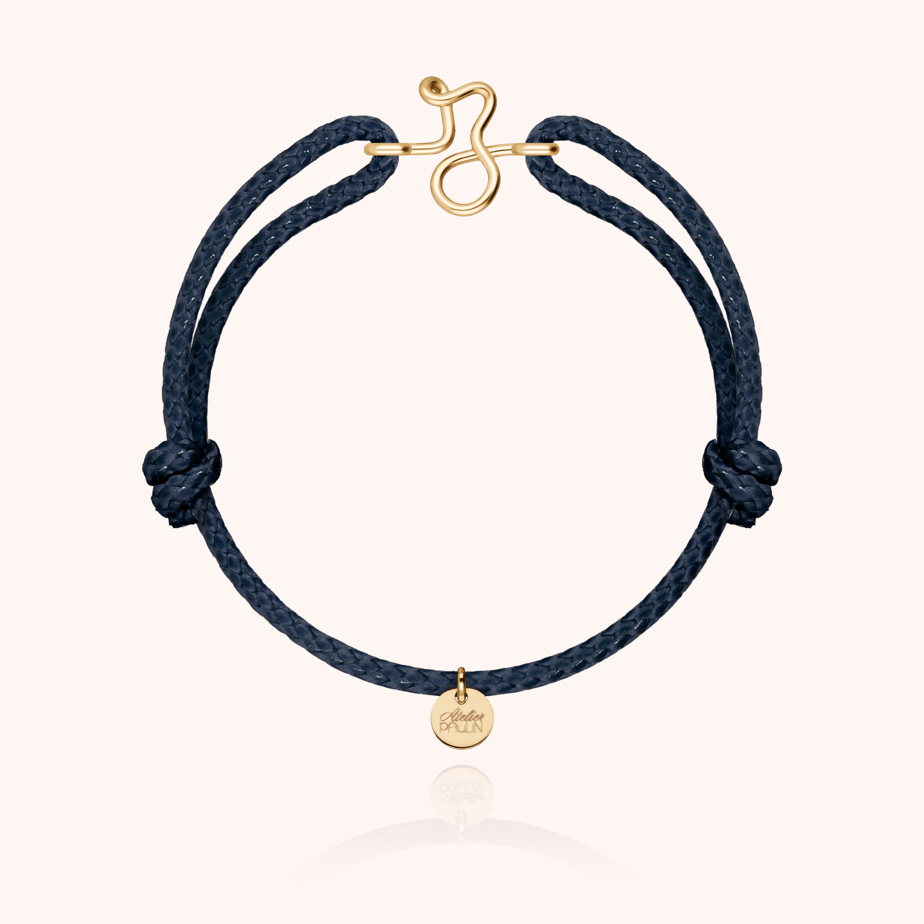 Bracelet Cordon Ciré Initiale Homme - or jaune laminé