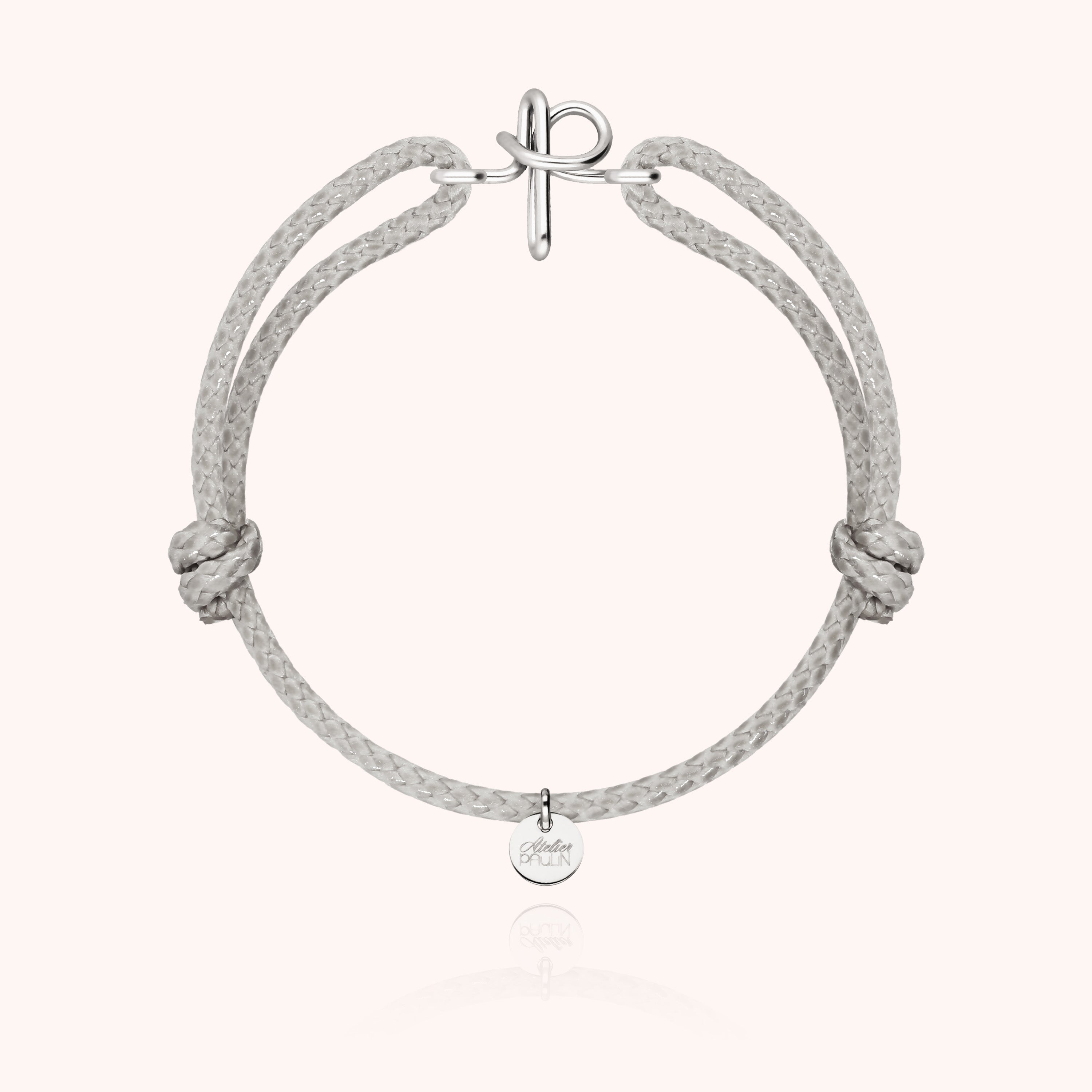 Bracelet Cordon Ciré Initiale Homme - argent
