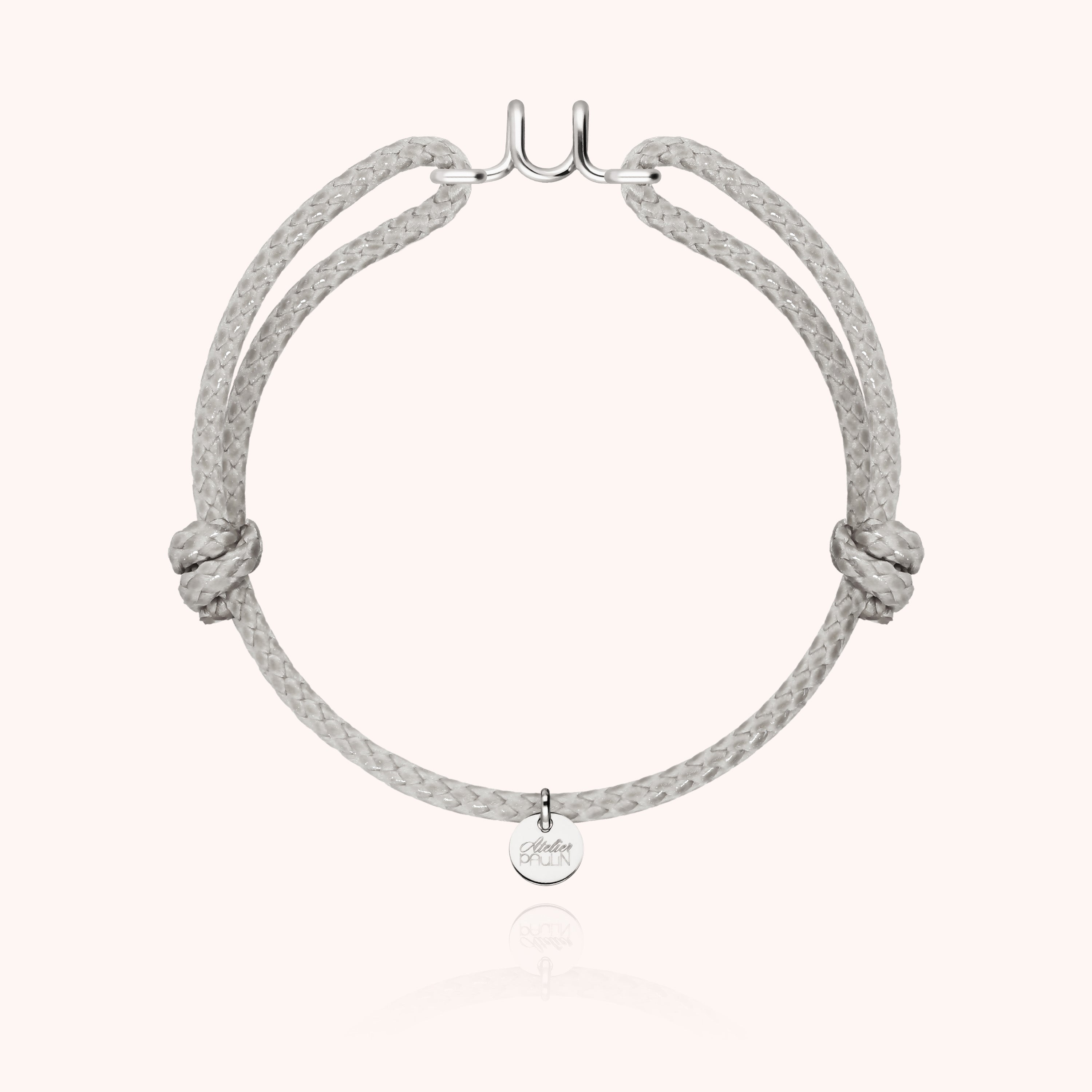 Bracelet Cordon Ciré Initiale Homme - argent