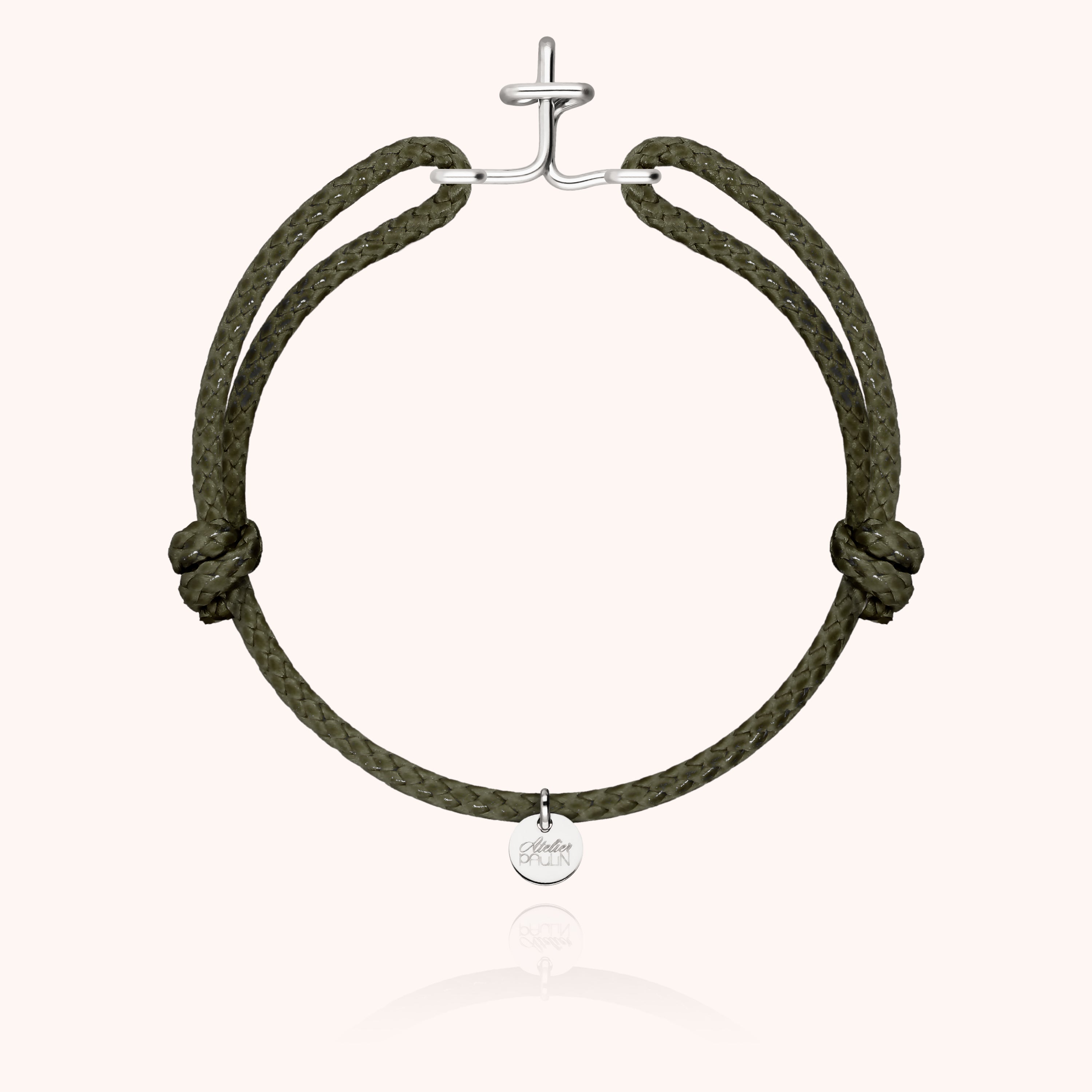 Bracelet Cordon Ciré Initiale Homme - argent