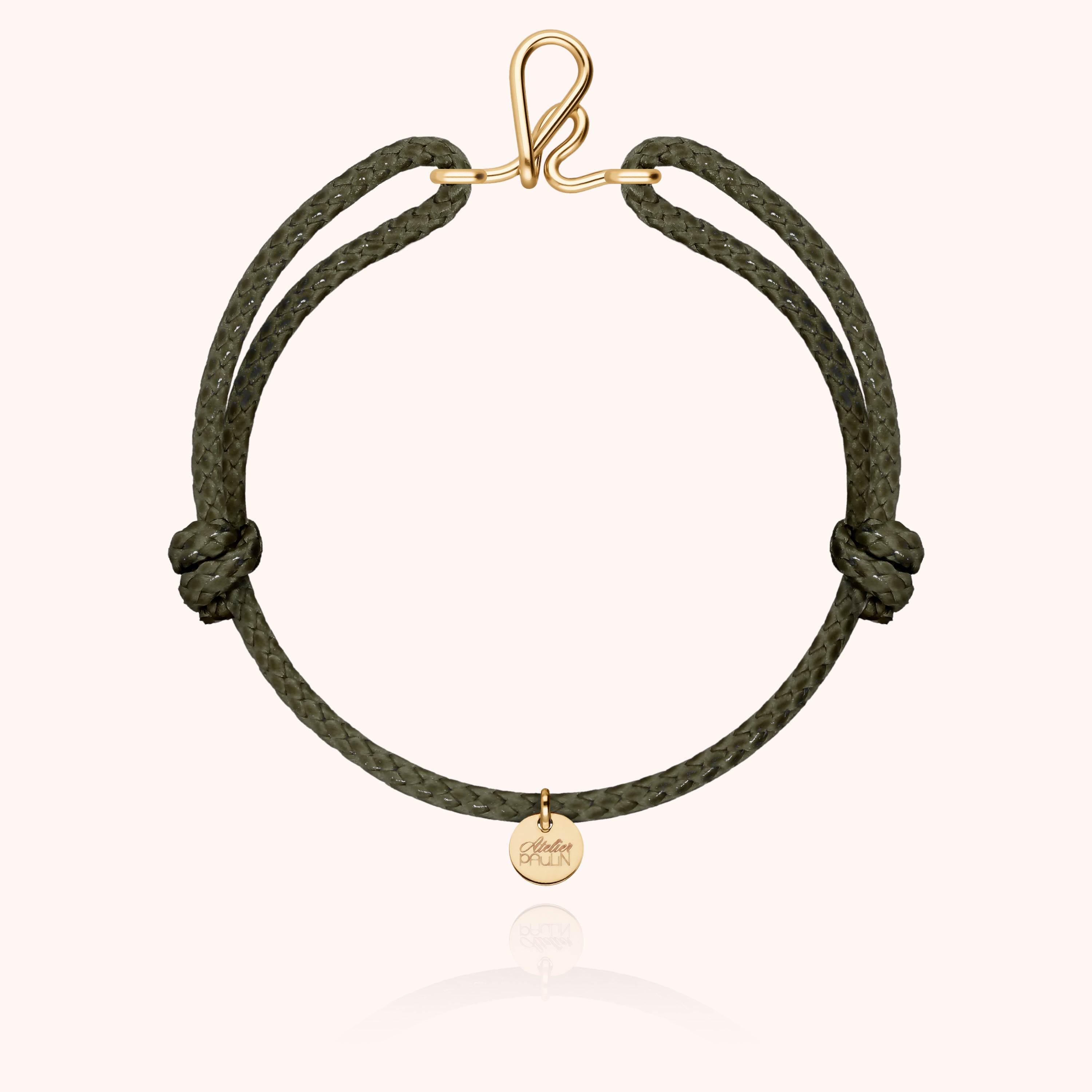 Bracelet Cordon Ciré Initiale Homme - or jaune laminé