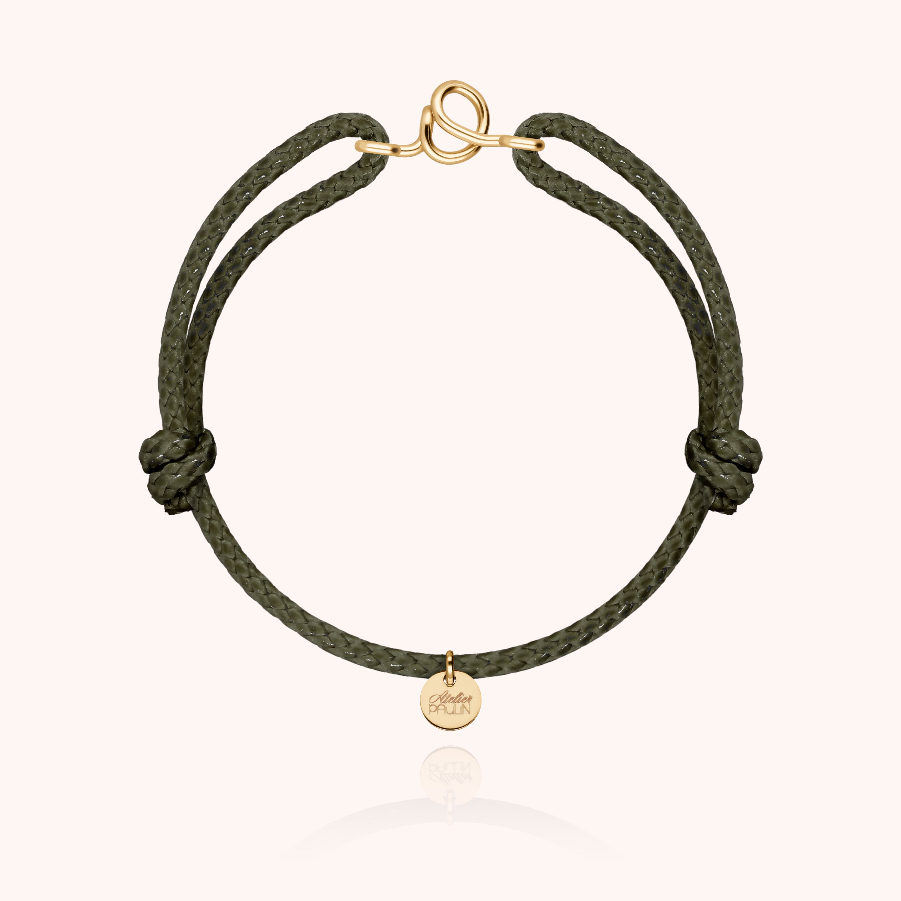 Bracelet Cordon Ciré Initiale Homme - or jaune laminé