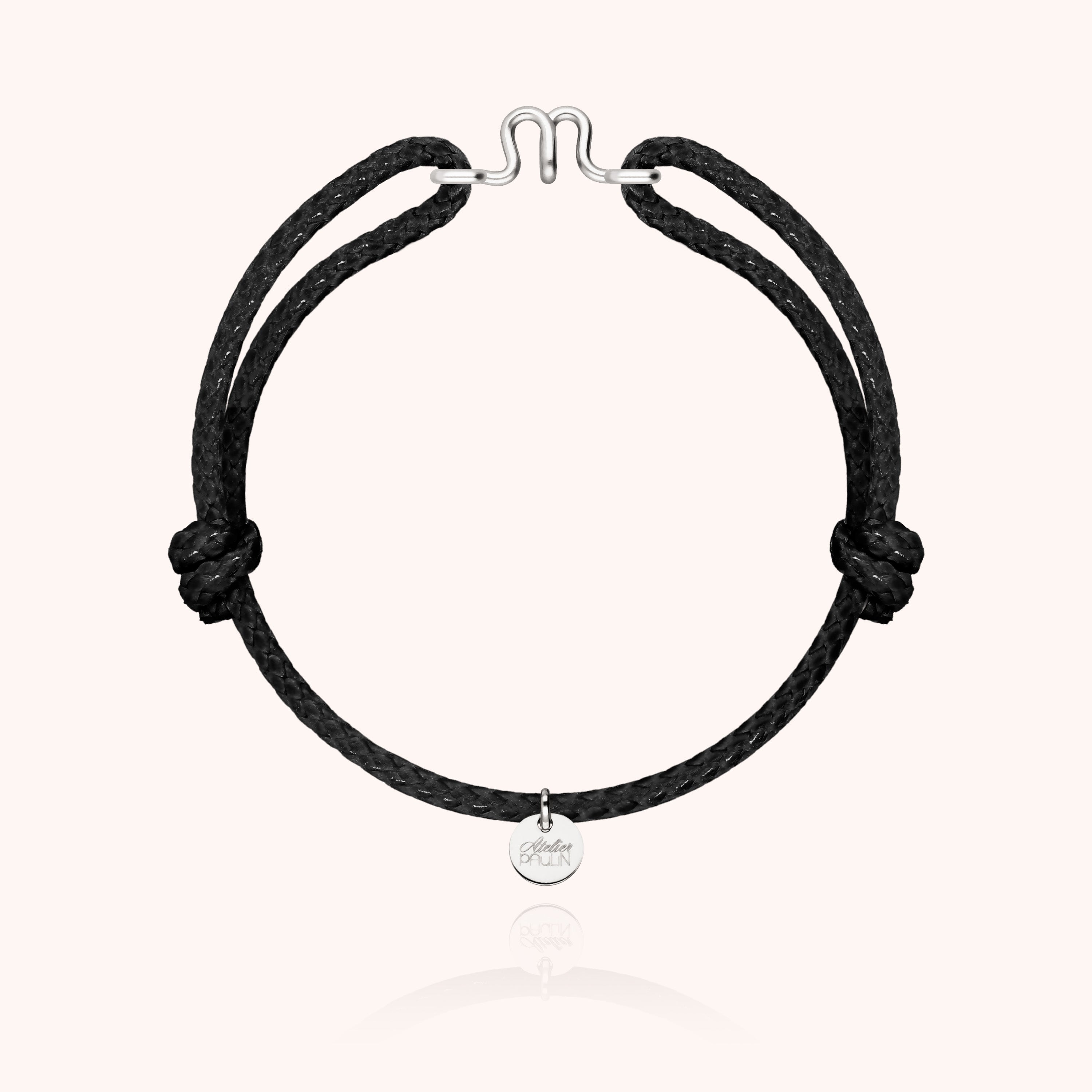 Bracelet Cordon Ciré Initiale Homme - argent