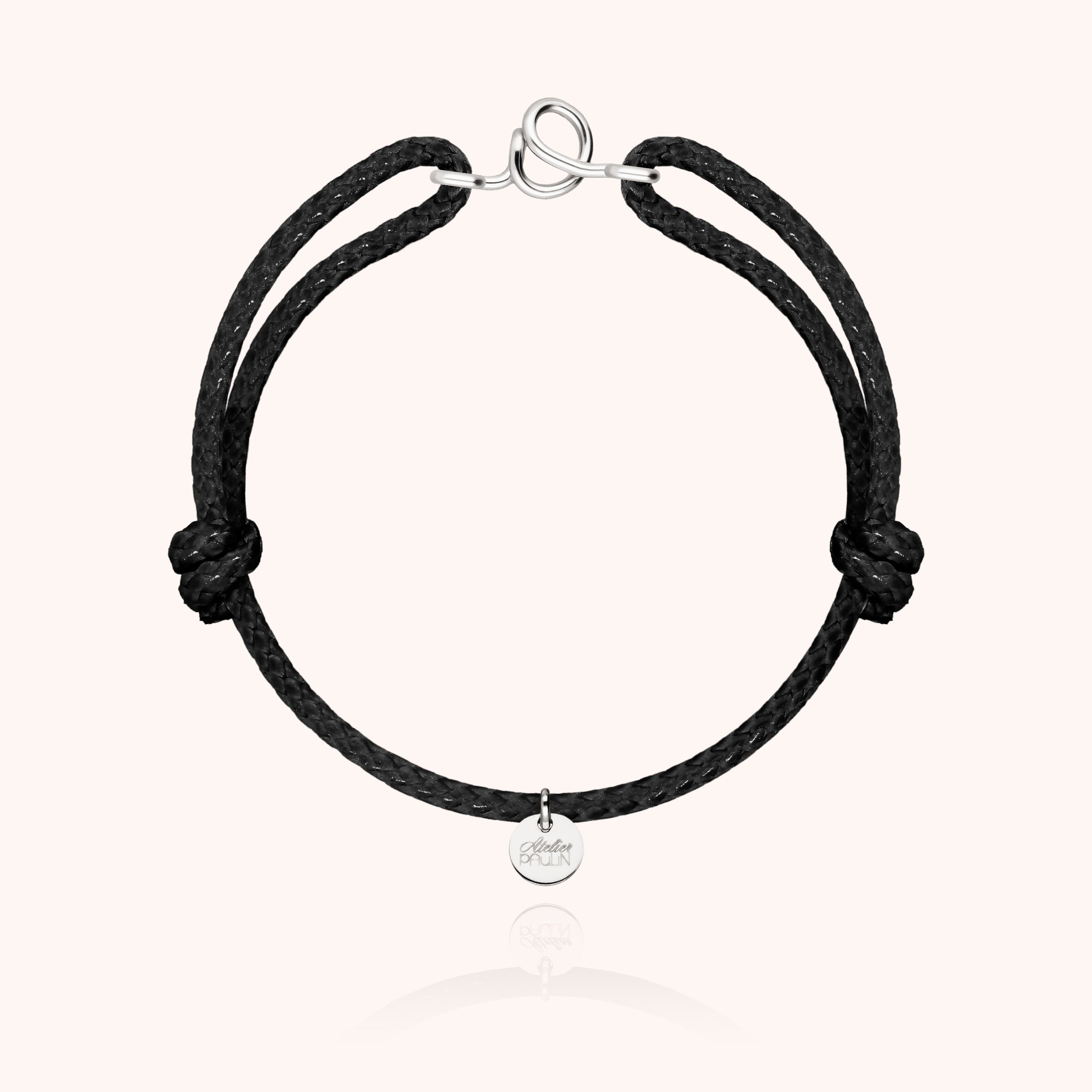 Bracelet Cordon Ciré Initiale Homme - argent