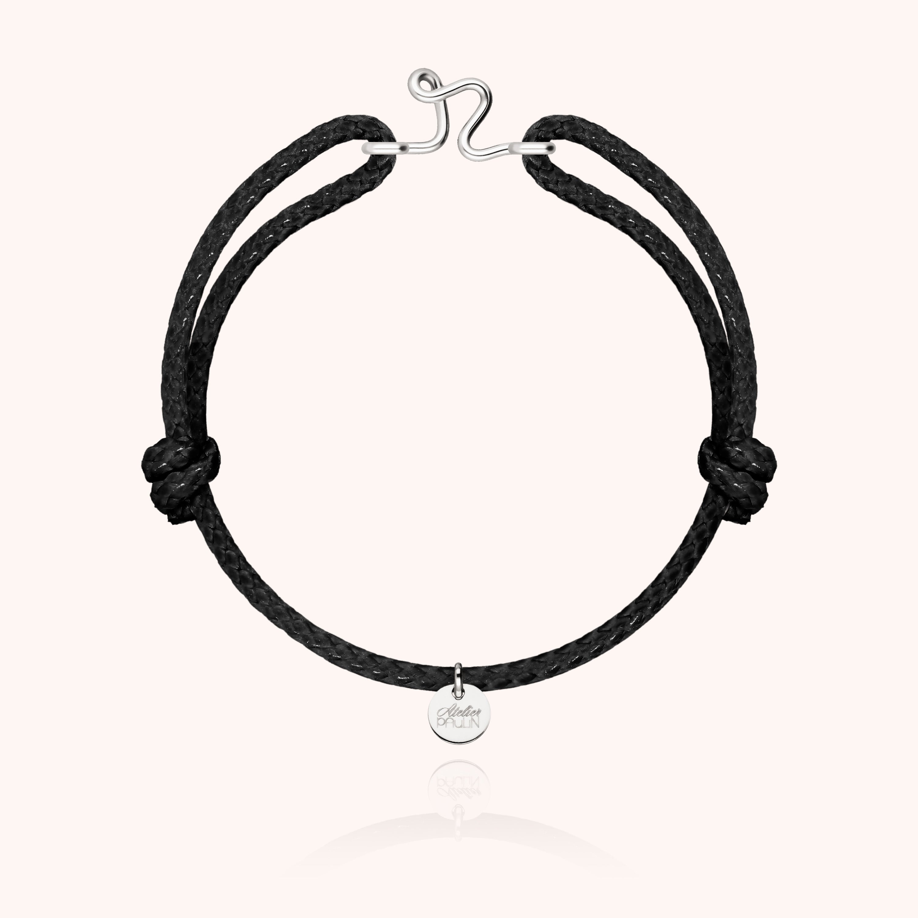 Bracelet Cordon Ciré Initiale Homme - argent