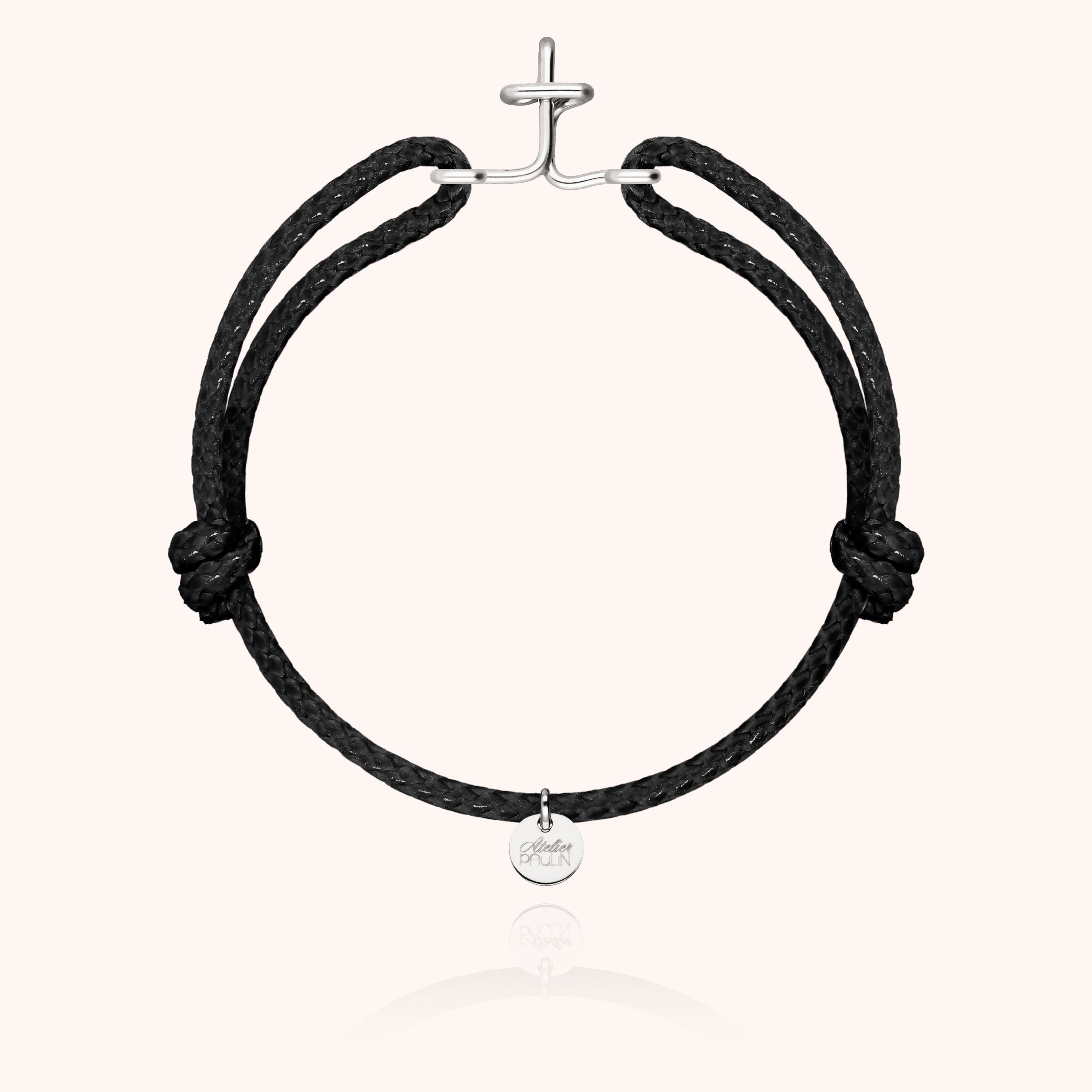 Bracelet Cordon Ciré Initiale Homme - argent