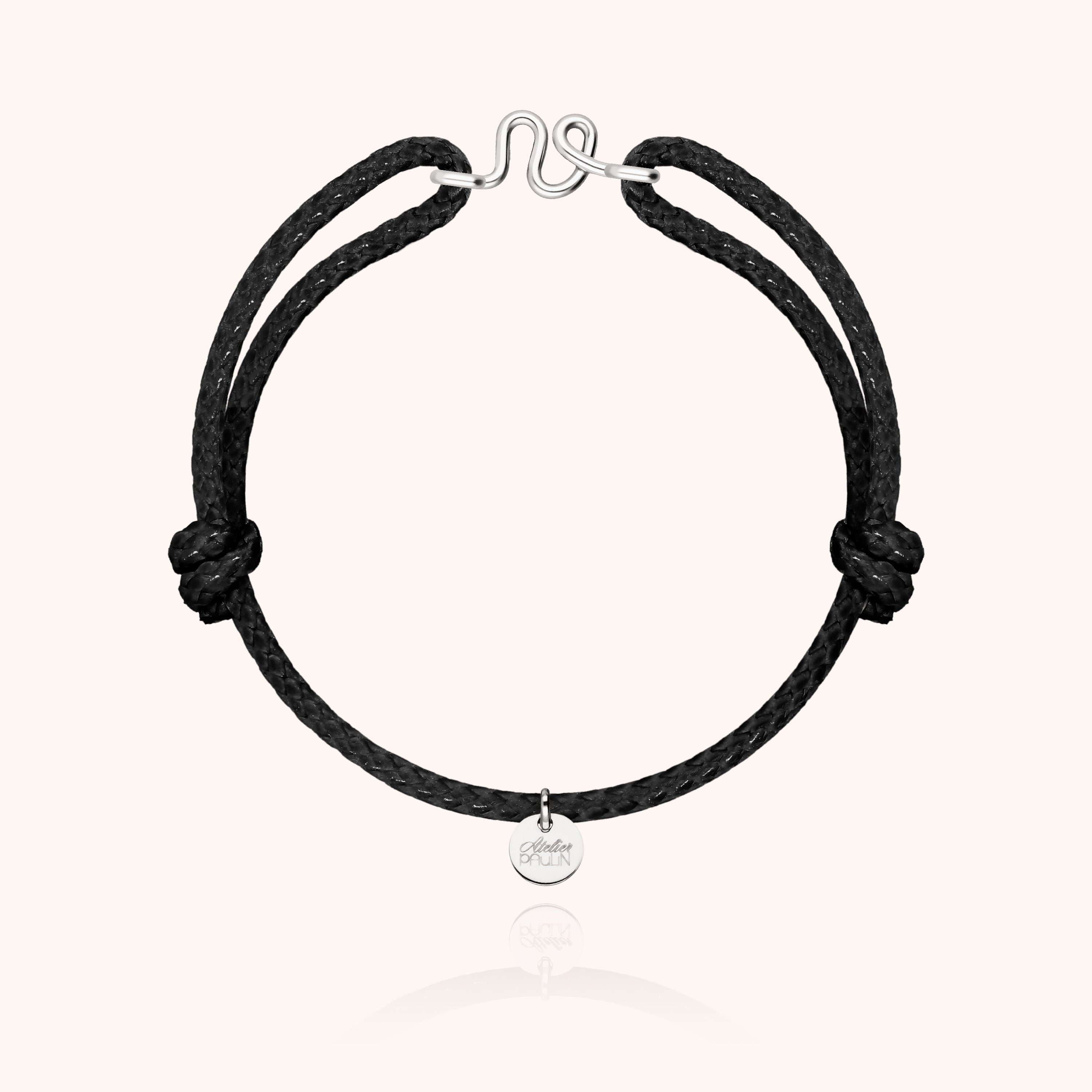 Bracelet Cordon Ciré Initiale Homme - argent