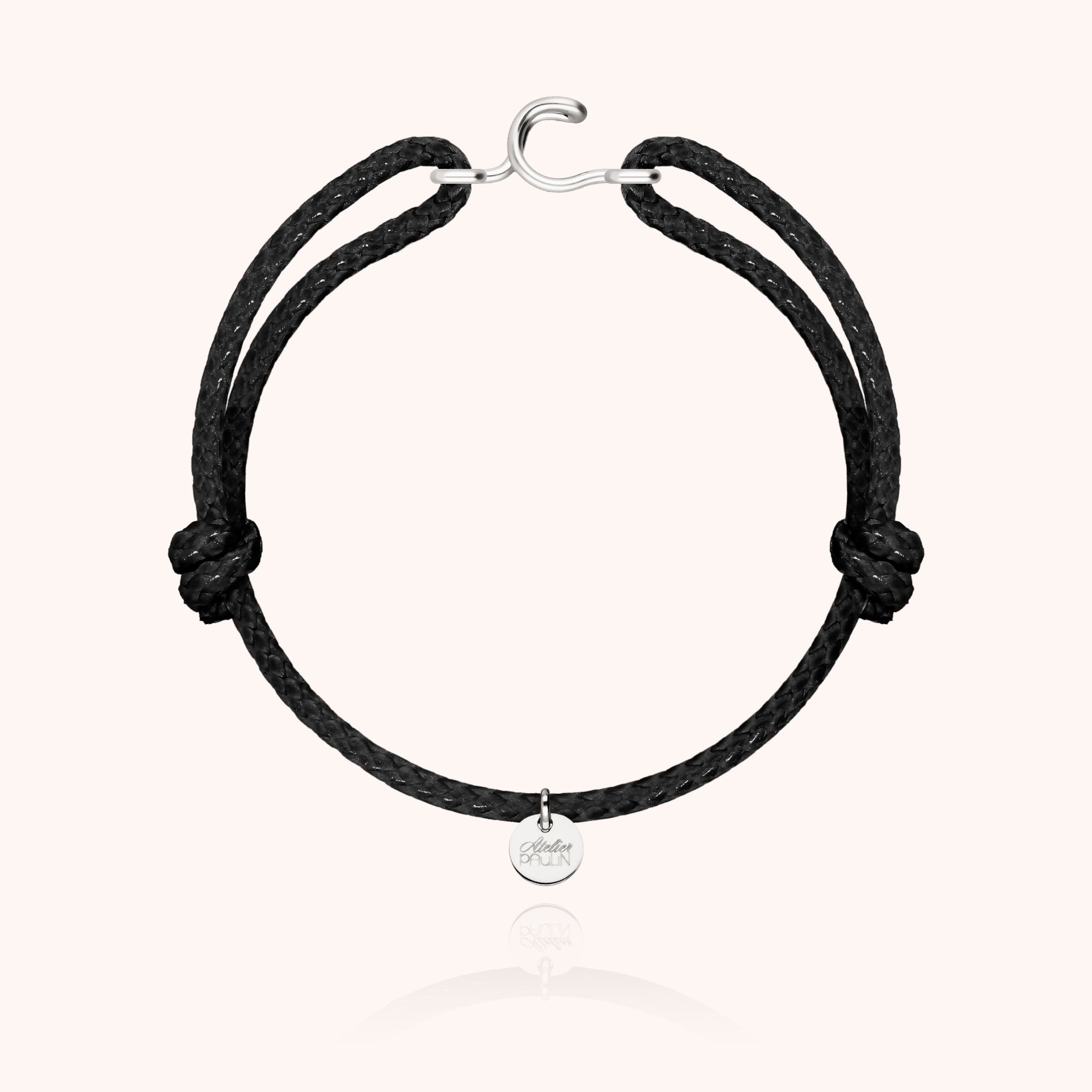 Bracelet Cordon Ciré Initiale Homme - argent