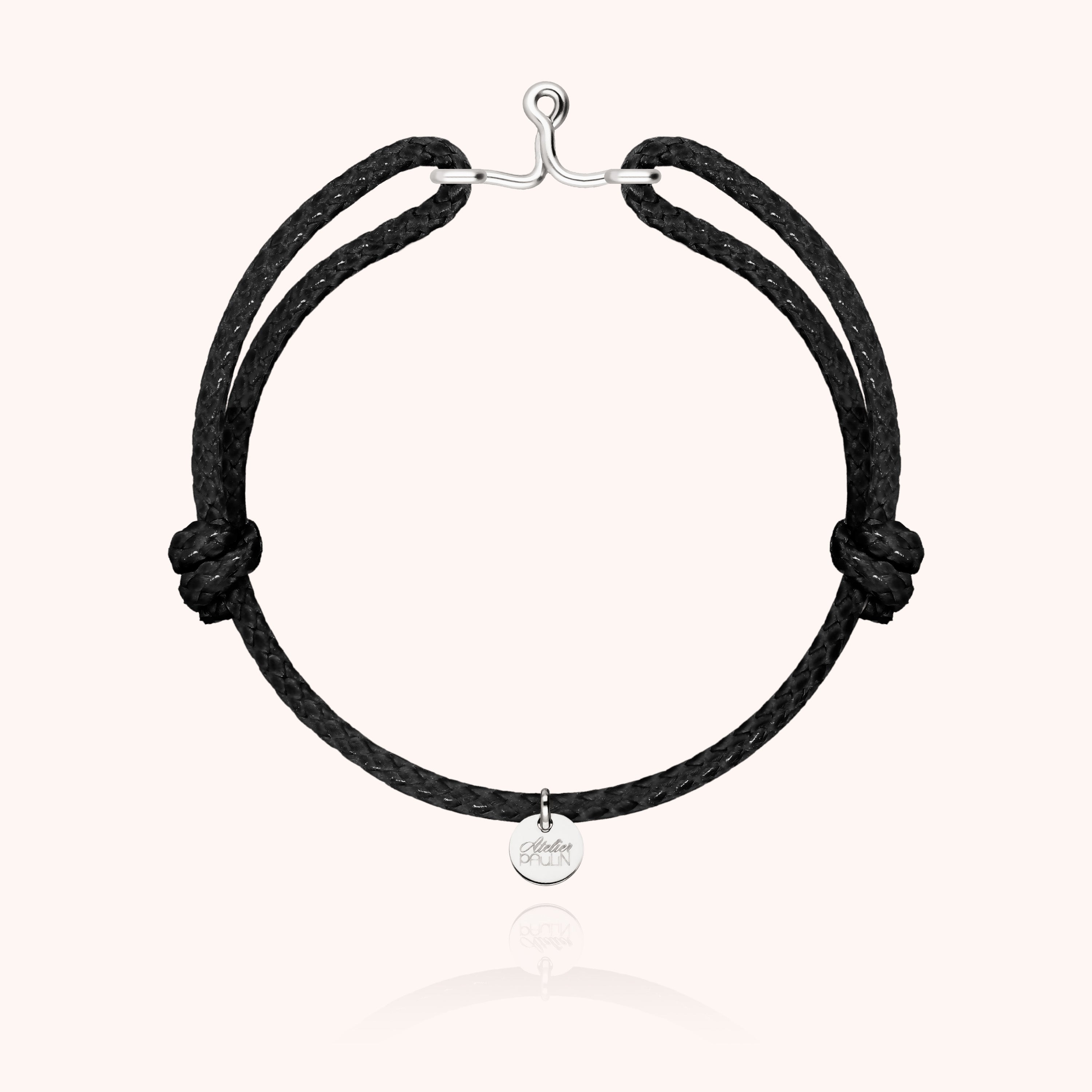 Bracelet Cordon Ciré Initiale Homme - argent