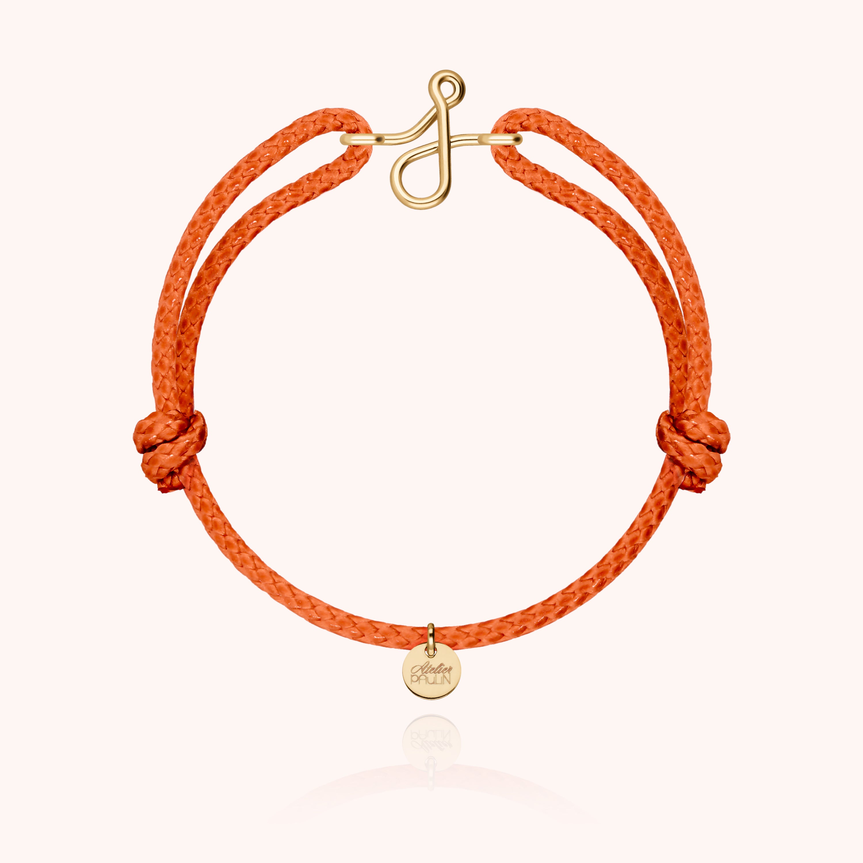 Bracelet Cordon Ciré Initiale Homme - or jaune laminé