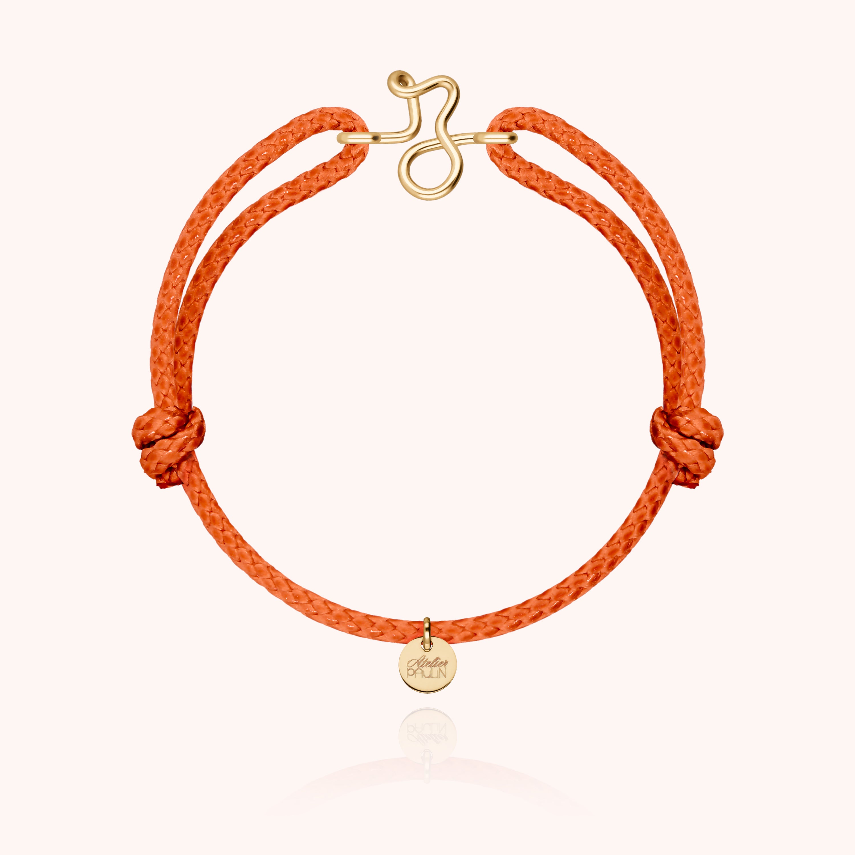 Bracelet Cordon Ciré Initiale Homme - or jaune laminé