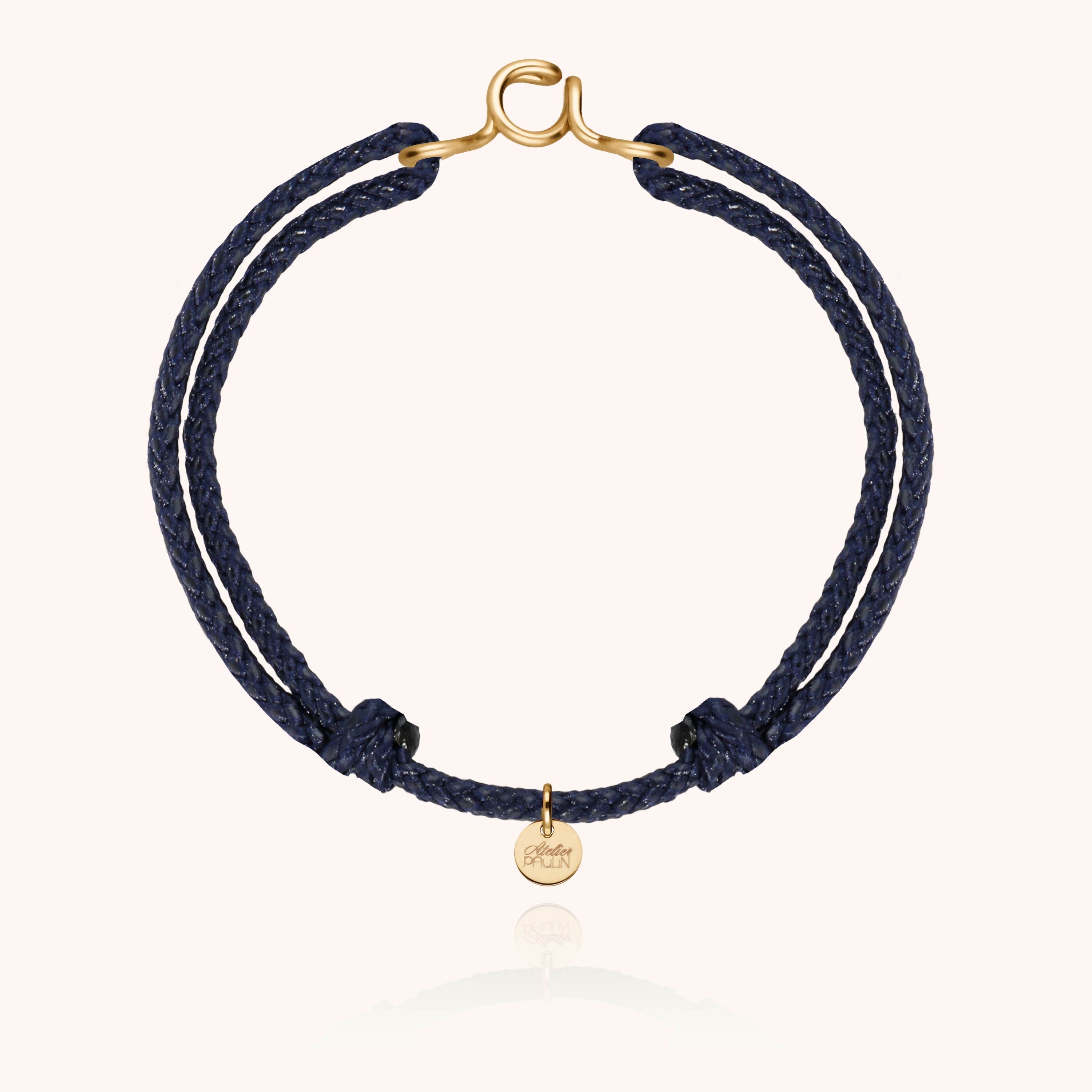 Bracelet Cordon Ciré Initiale Homme en or jaune laminé — garantie à vie Atelier Paulin