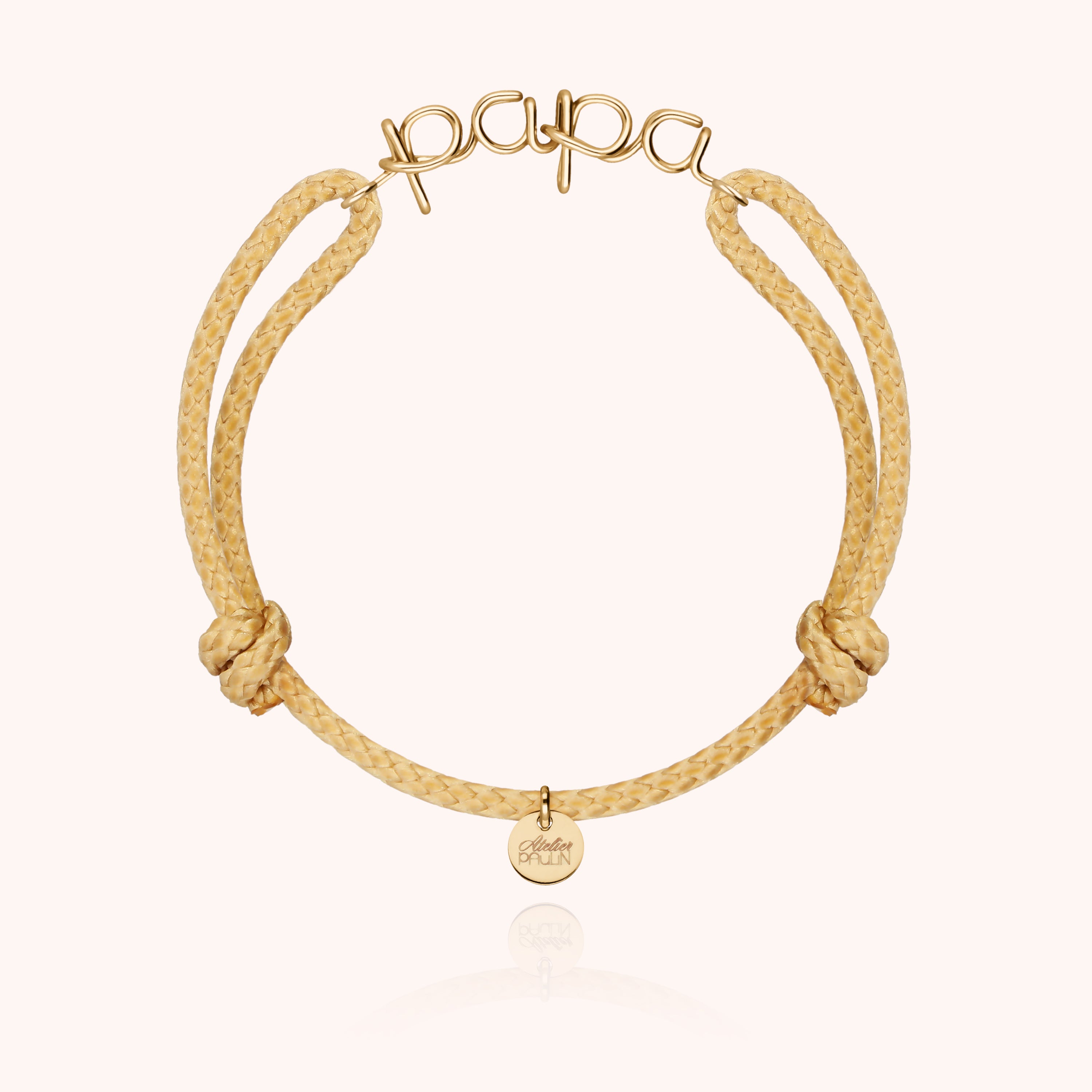 Bracelet Cordon Ciré Papa - or jaune laminé