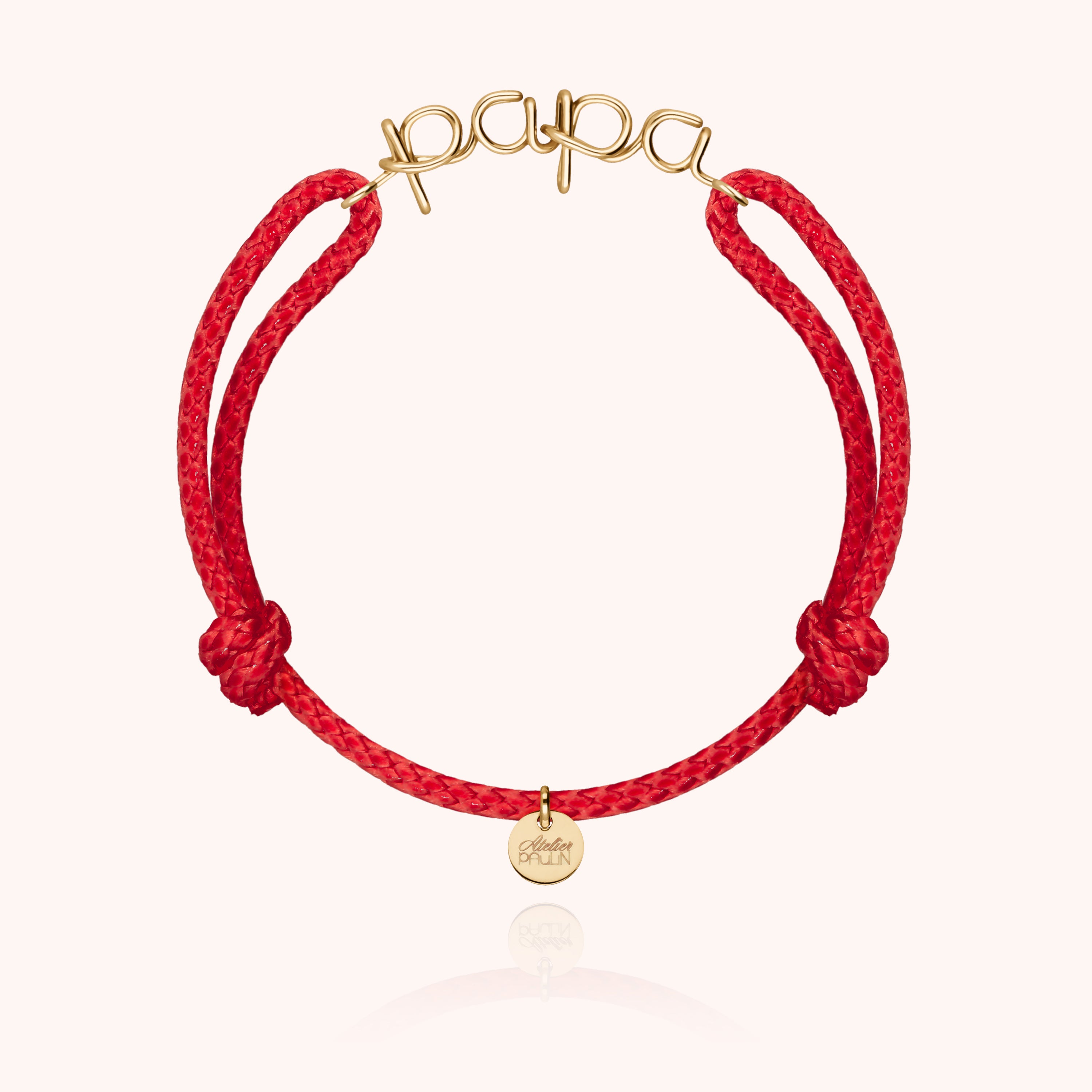 Bracelet masculin élégant pour le quotidien, cordon personnalisé avec mot papa - or jaune laminé