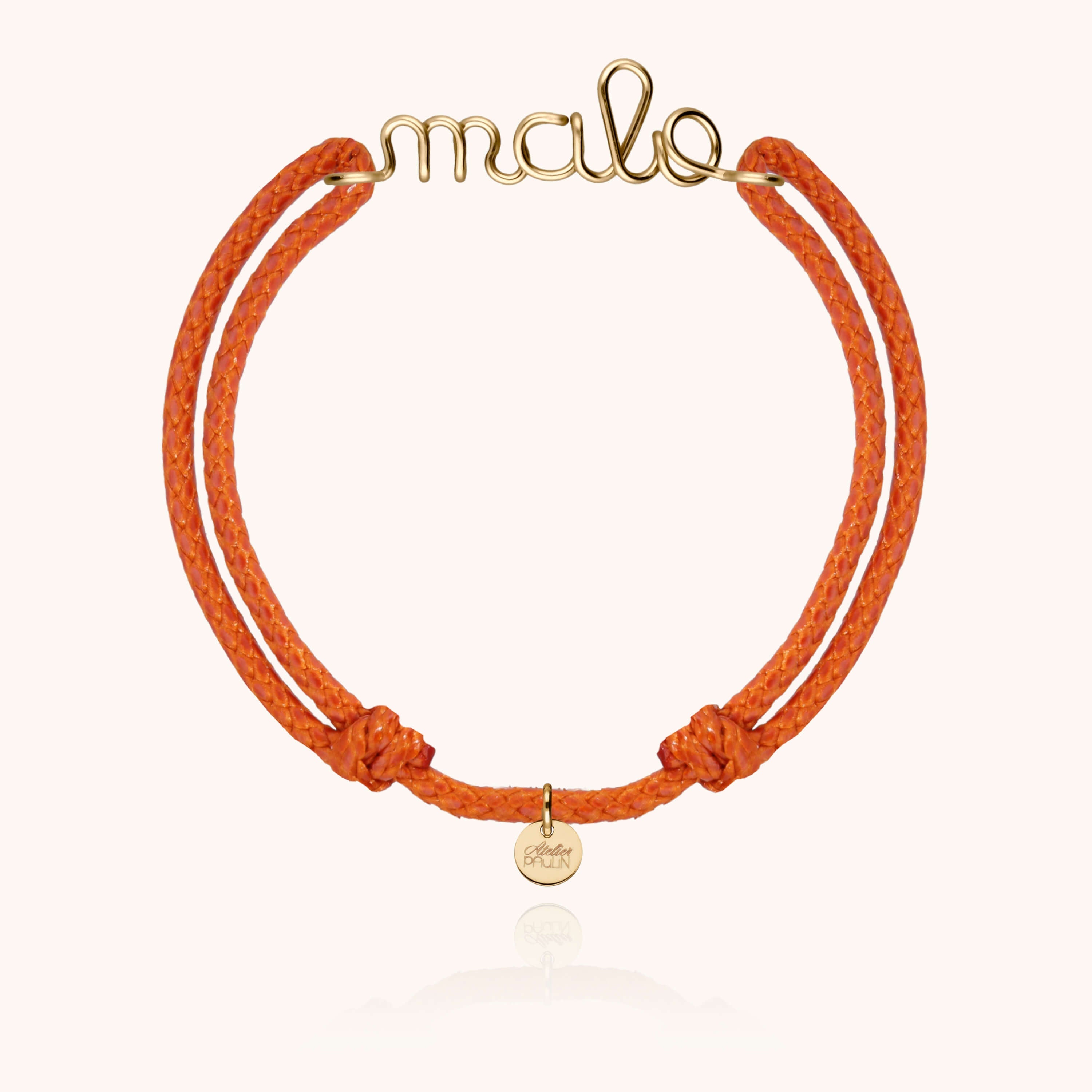 Bracelet Cordon Ciré Personnalisé Homme - or jaune laminé