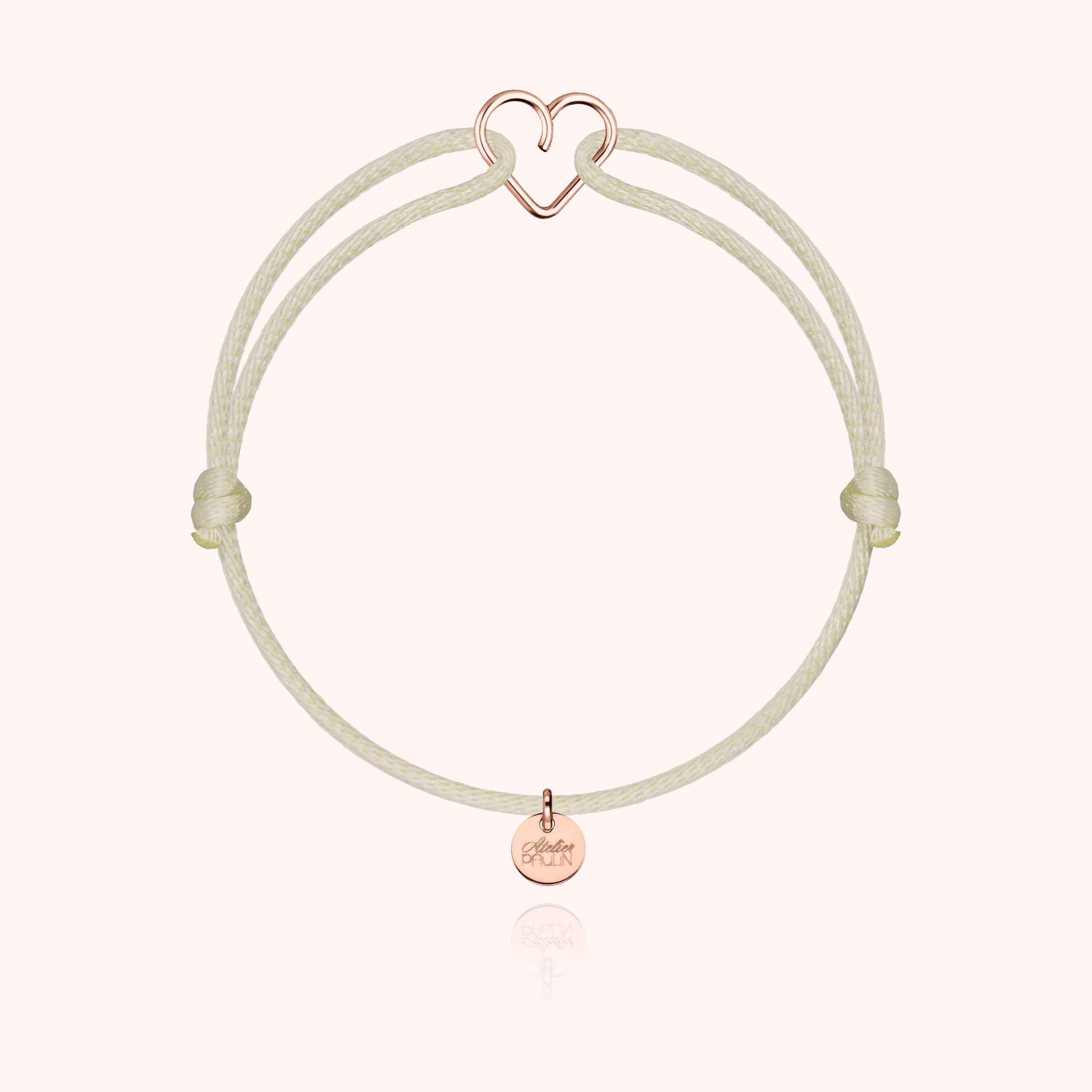 Bracelet Cordon Mini Coeur en or rose 18K — bijou fait main Atelier Paulin