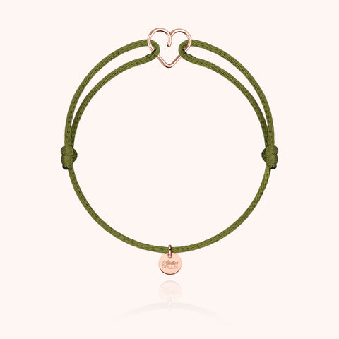 alternate image of Mini Heart Cord Bracelet - 18k rose gold