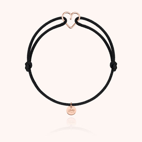 alternate image of Mini Heart Cord Bracelet - 14k rose gold filled