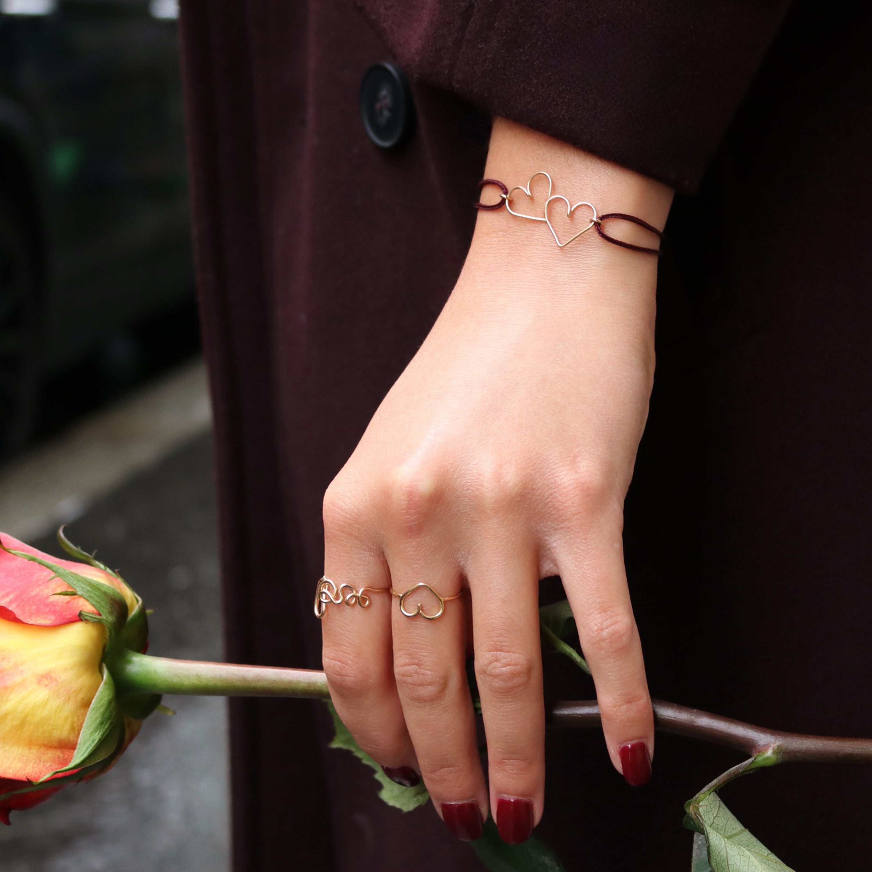 Bracelet Cordon Donne Moi Ton Coeur - or jaune laminé