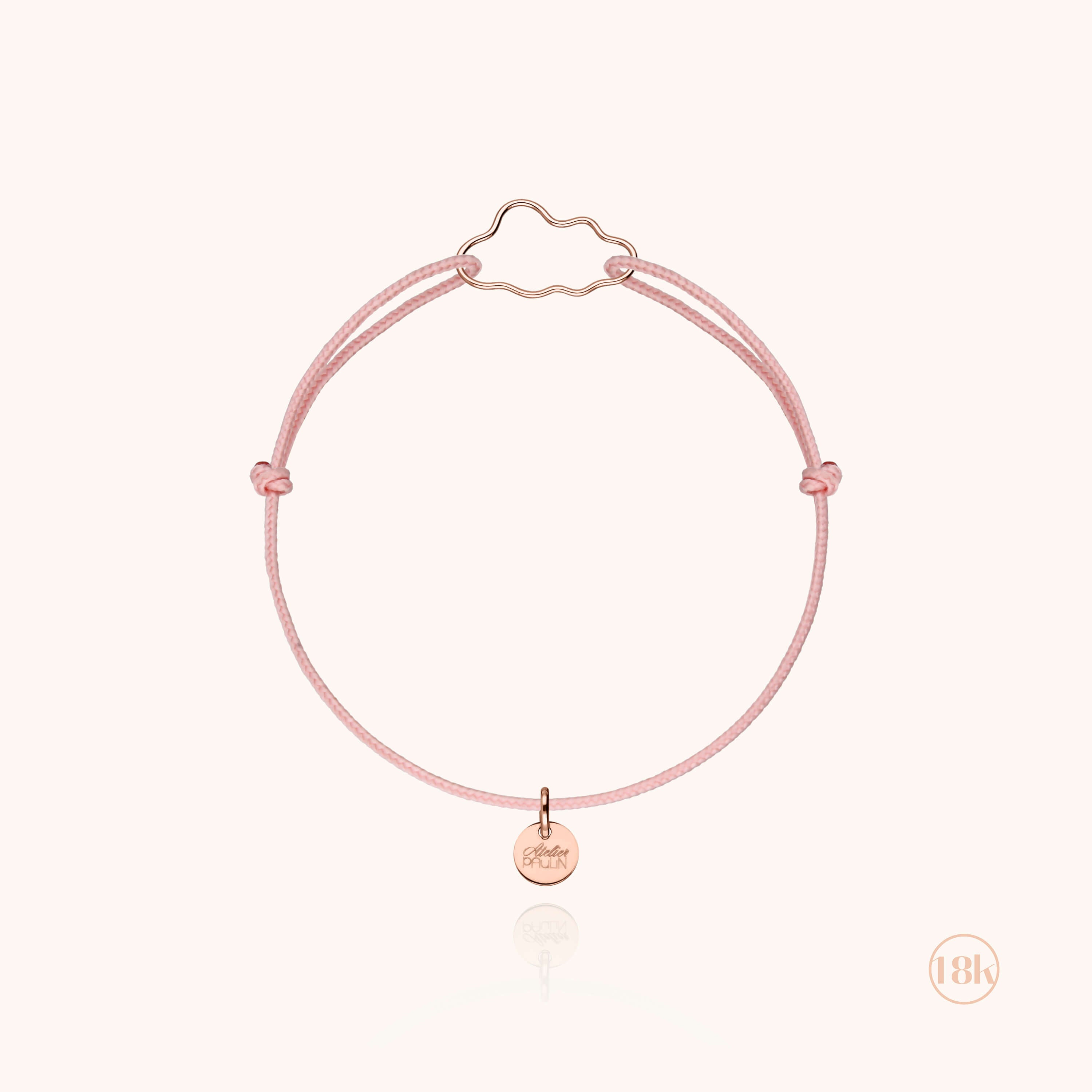 Bracelet Cordon Enfant Petit Nuage - or rose 750/1000