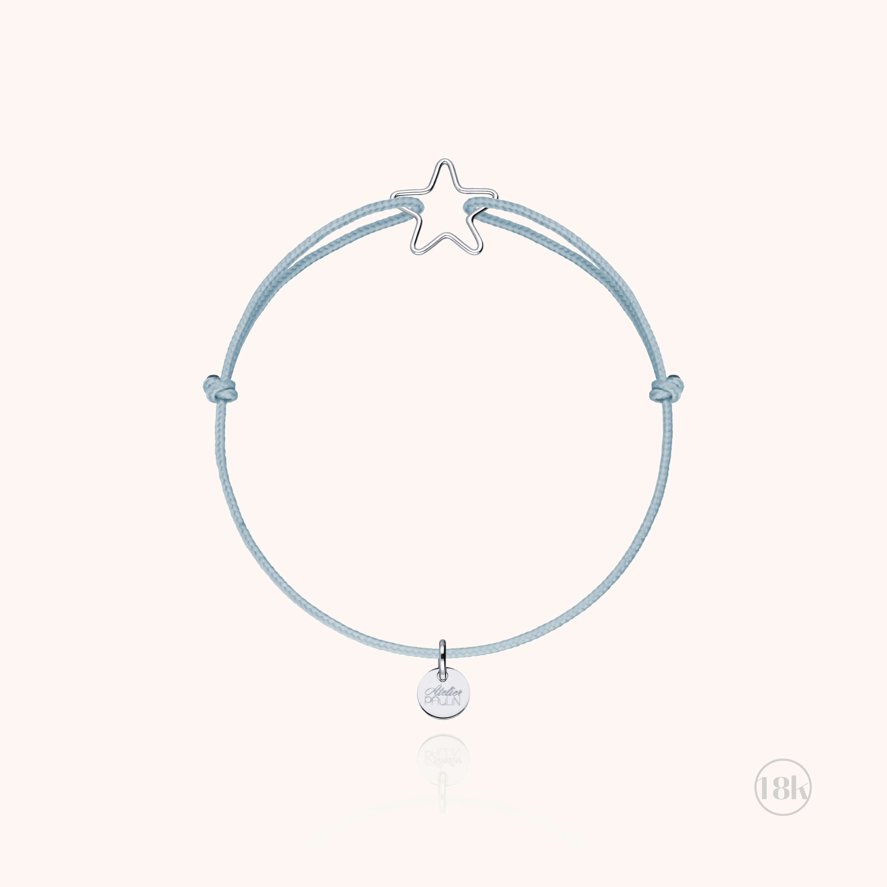 Bracelet Cordon Enfant Petite Étoile - or blanc 750/1000