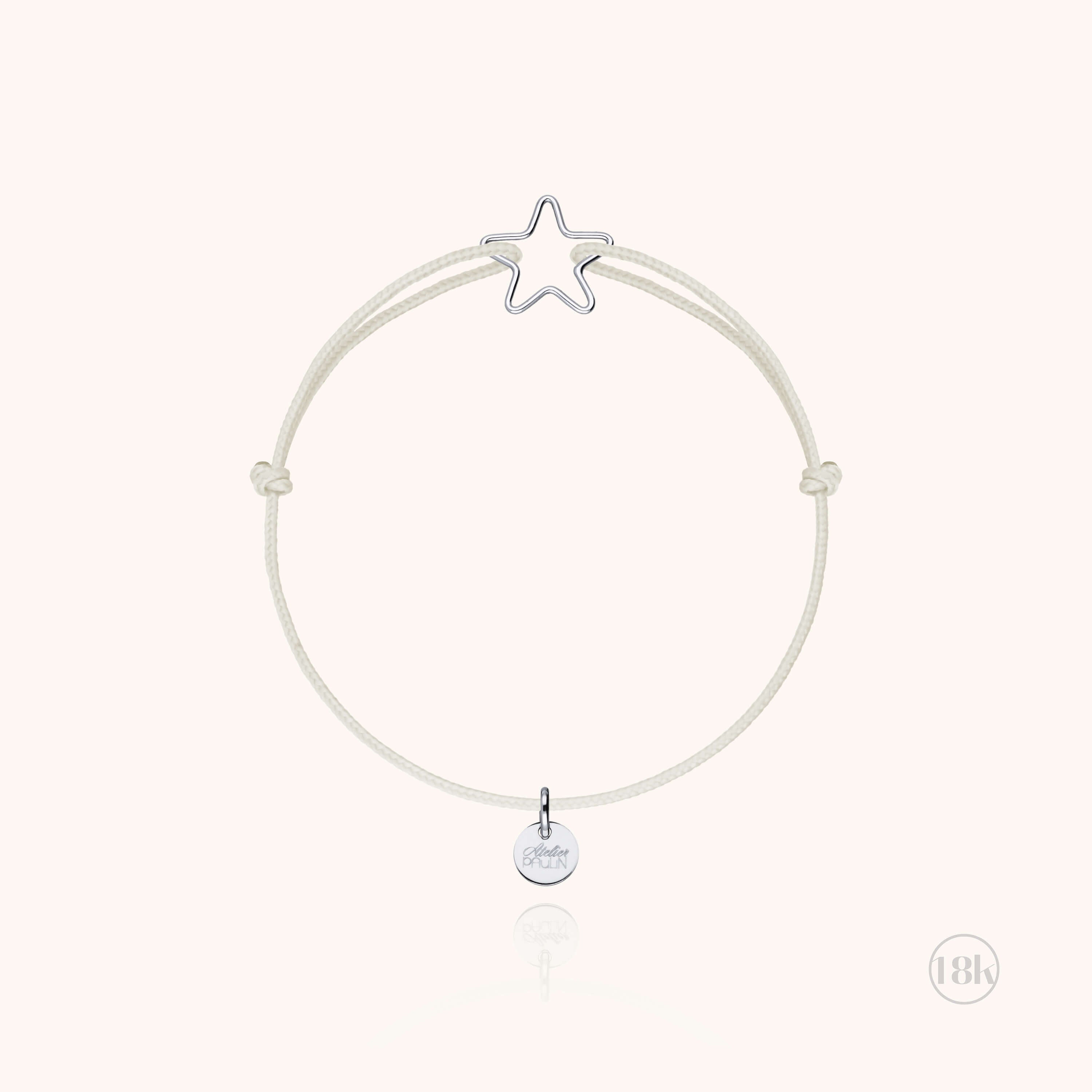 Bracelet Cordon Enfant Petite Étoile - or blanc 750/1000